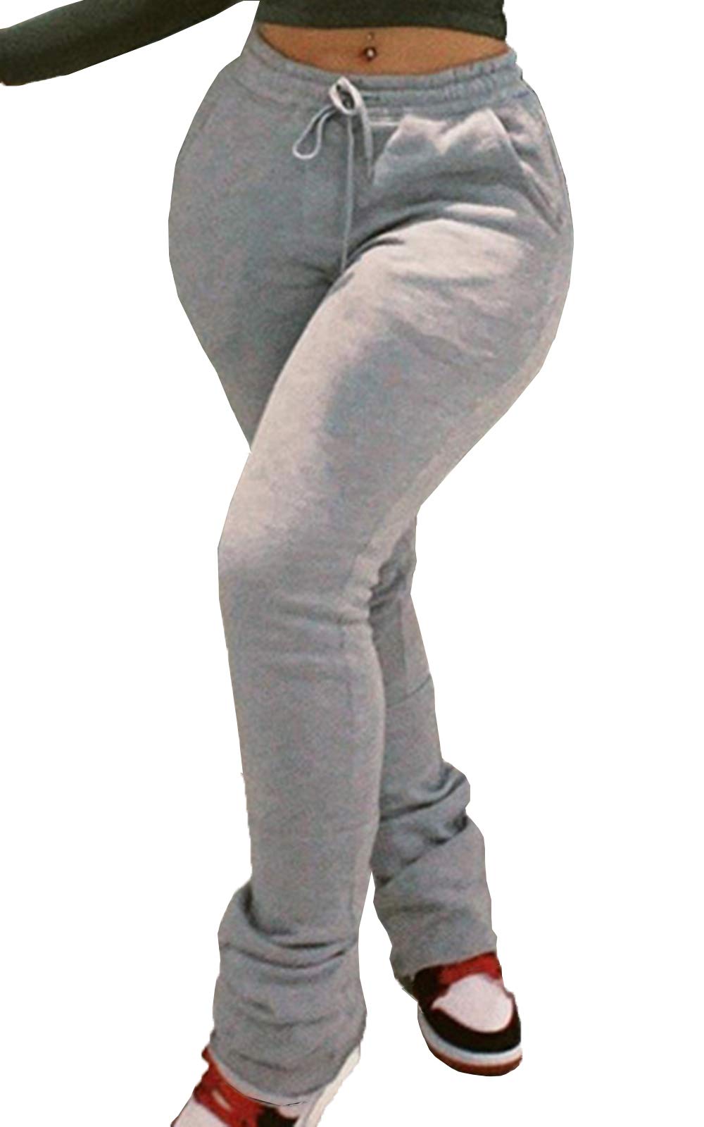 MULANKJPY Women's High Waist Flare Leggings - Casual Stacked Jogger Sweatpants for Yoga, Running & Lounge Wear