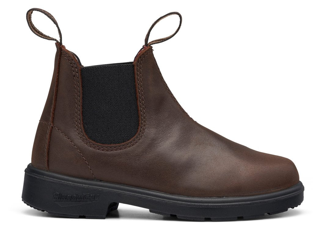 Blundstone 1468 Kids Boots - Antique Brown Leather Chelsea Boots for Boys & Girls - Comfortable & Durable for School, Outdoor Play & Everyday Wear