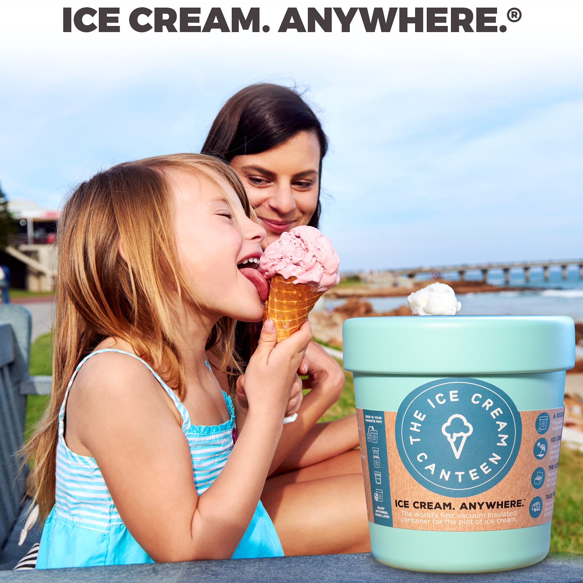 Vacuum Insulated Ice Cream Pint Cooler - Keeps Ice Cream Frozen for Hours | Portable Freezer for Picnics, Beach Trips & Outdoor Adventures (Coconut White)