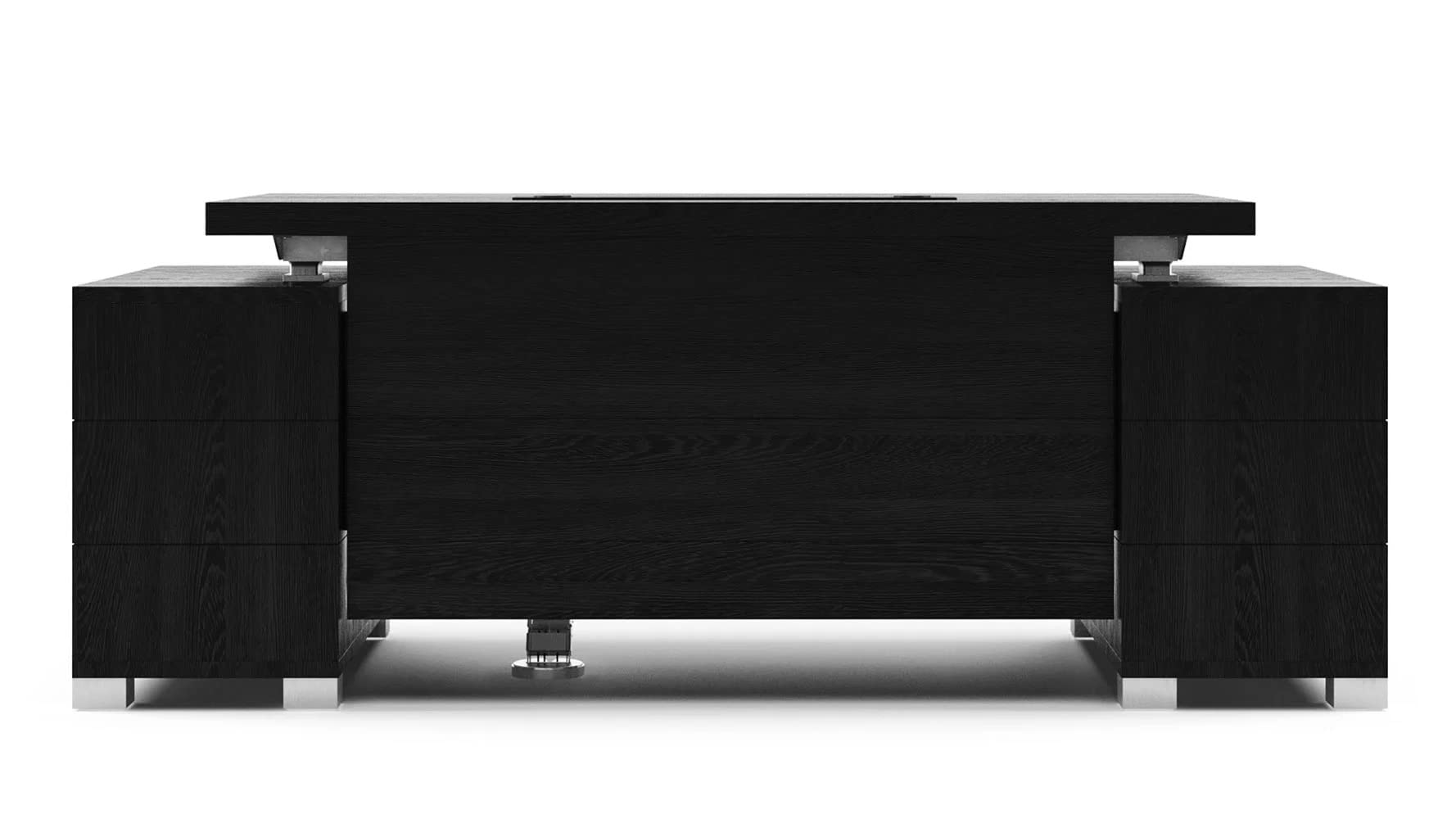 ZURI Furniture Ford Executive Modern Adjustable Height Desk with Filing Cabinets - Black Oak | Ergonomic Home Office Desk for Work & Study | Perfect for Small Spaces & Modern Workspaces