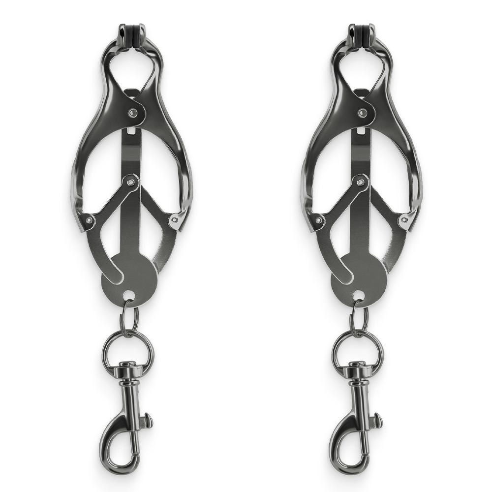 Bound Clover Nipple Clamps With Snap Hook Holders - Adjustable BDSM Nipple Clips for Sensual Play & Adult Toys - Perfect for Couples Play, BDSM Accessories & Sensual Exploration