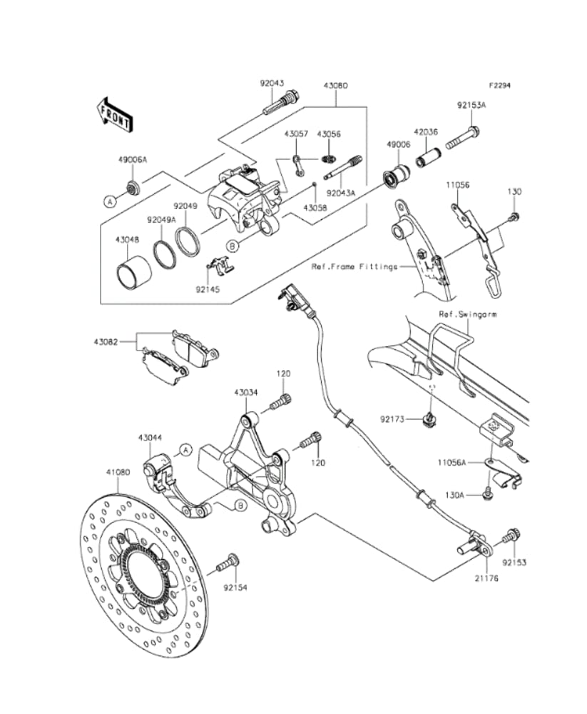 Kawasaki 43034-0105 Brake Holder - Replacement Part for Motorcycles & ATVs - Perfect for Off-Roading, Racing & Maintenance