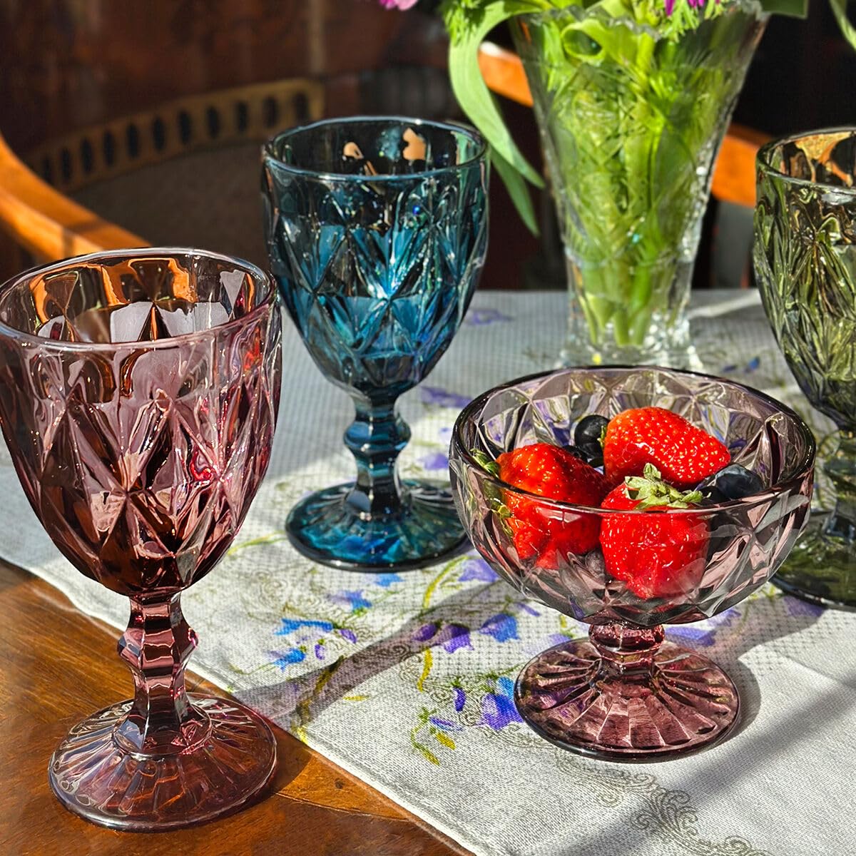 Pink Glass Serving Bowls Set - 250ml Dessert Bowls for Ice Cream, Fruit, Salad | Elegant Cruise Dinnerware for Parties, Home Dining & Entertaining