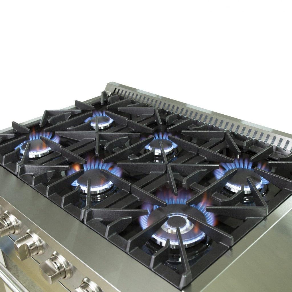 Forno Galiano Gold Professional 36-Inch 5.32 cu.ft Freestanding All Gas Range - FFSGS6244 36 | Premium Stainless Steel Gas Stove for Home Kitchen, Restaurant & Commercial Use