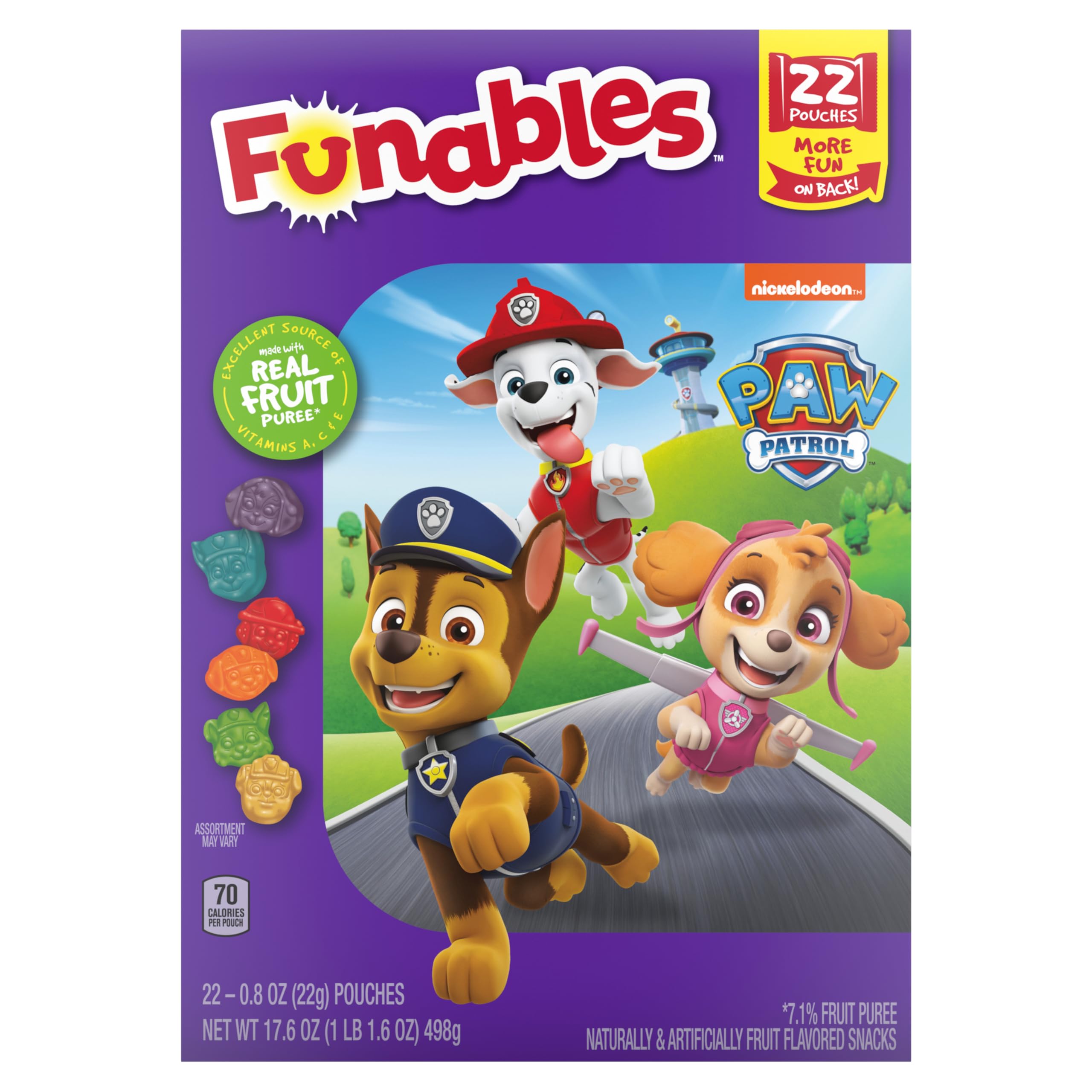 Funables PAW Patrol Assorted Fruit Flavored Snacks - 0.8 oz (22 Count) | Healthy Kids Snacks for Lunch Box, School, Parties & On-the-Go