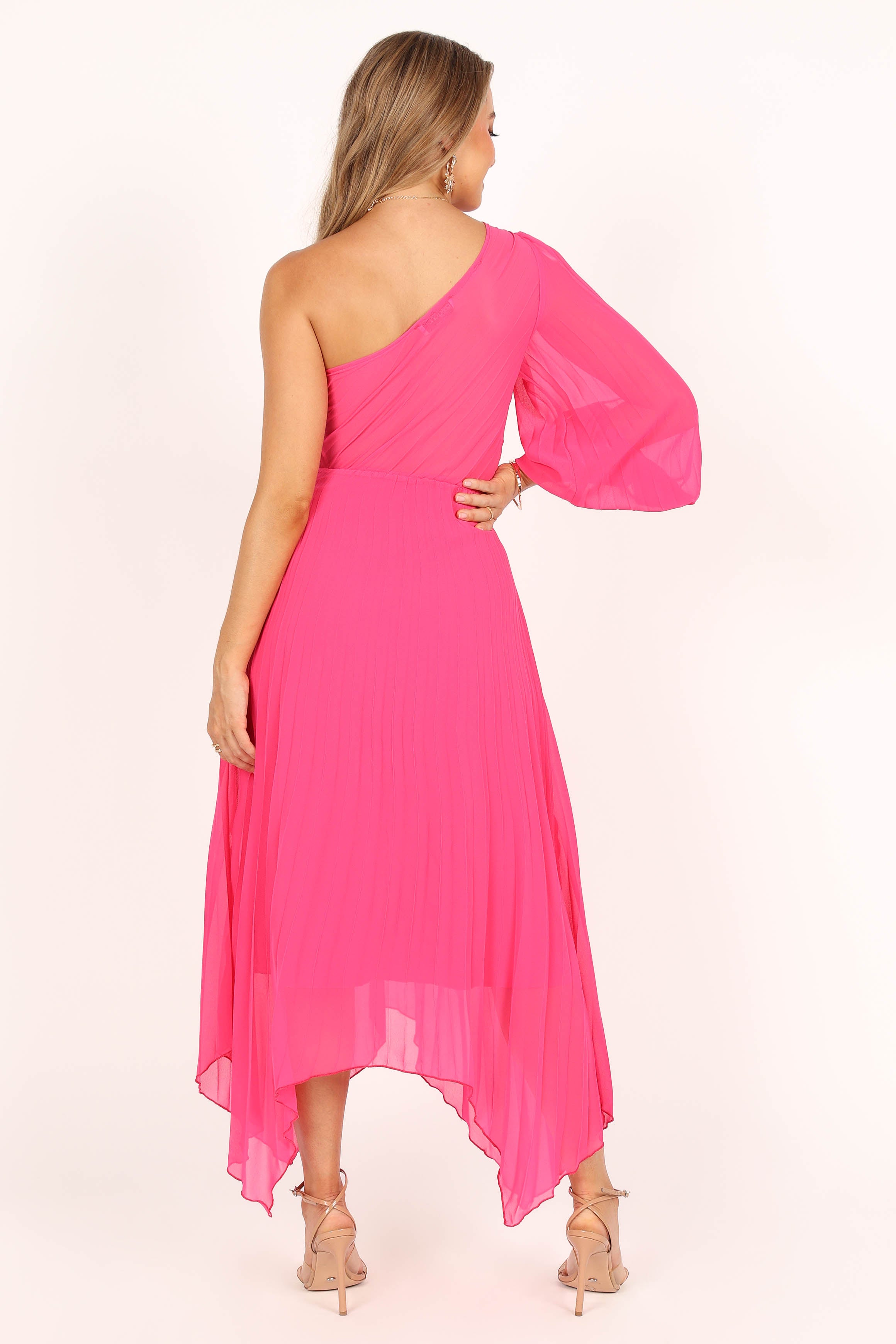 Bonnie One Shoulder Midi Dress for Women - Elegant Pink Summer Dress for Cocktail Parties, Date Nights & Beach Vacations