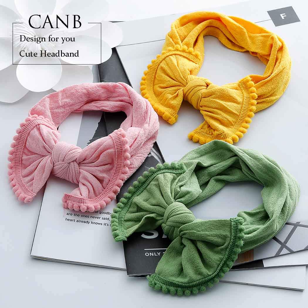 CanB Baby Hair Bow Headband - Stretchy Knot Nylon Headbands for Infants & Toddlers - Soft Baby Accessories (Pink) - Perfect for Photo Shoots, Birthday Parties & Daily Outfits