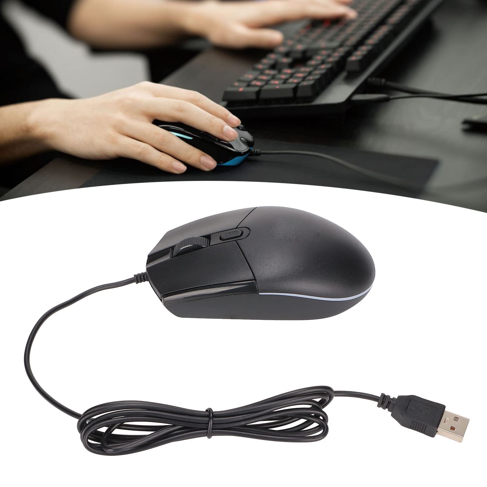 Ciciglow RGB Wired Gaming Mouse - 800/1200/1600 DPI Adjustable Ergonomic PC Gaming Mouse with Backlight for Office & Home Use | Perfect for Gaming, Work & Everyday Computing