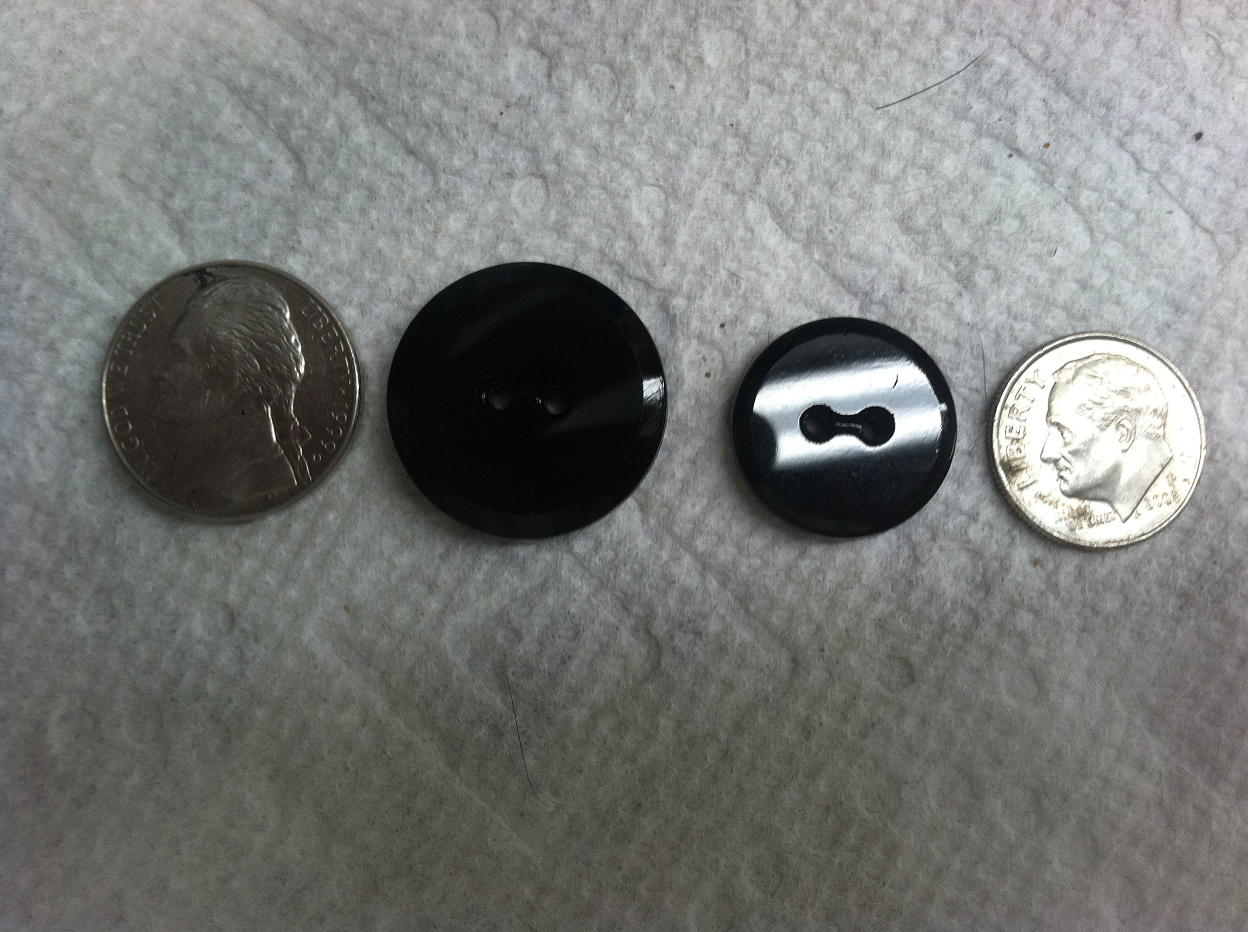 Jet Black Glass Buttons Set - 2 Hole Faceted Design for Dresses & Suits (11pc - 5pc 1