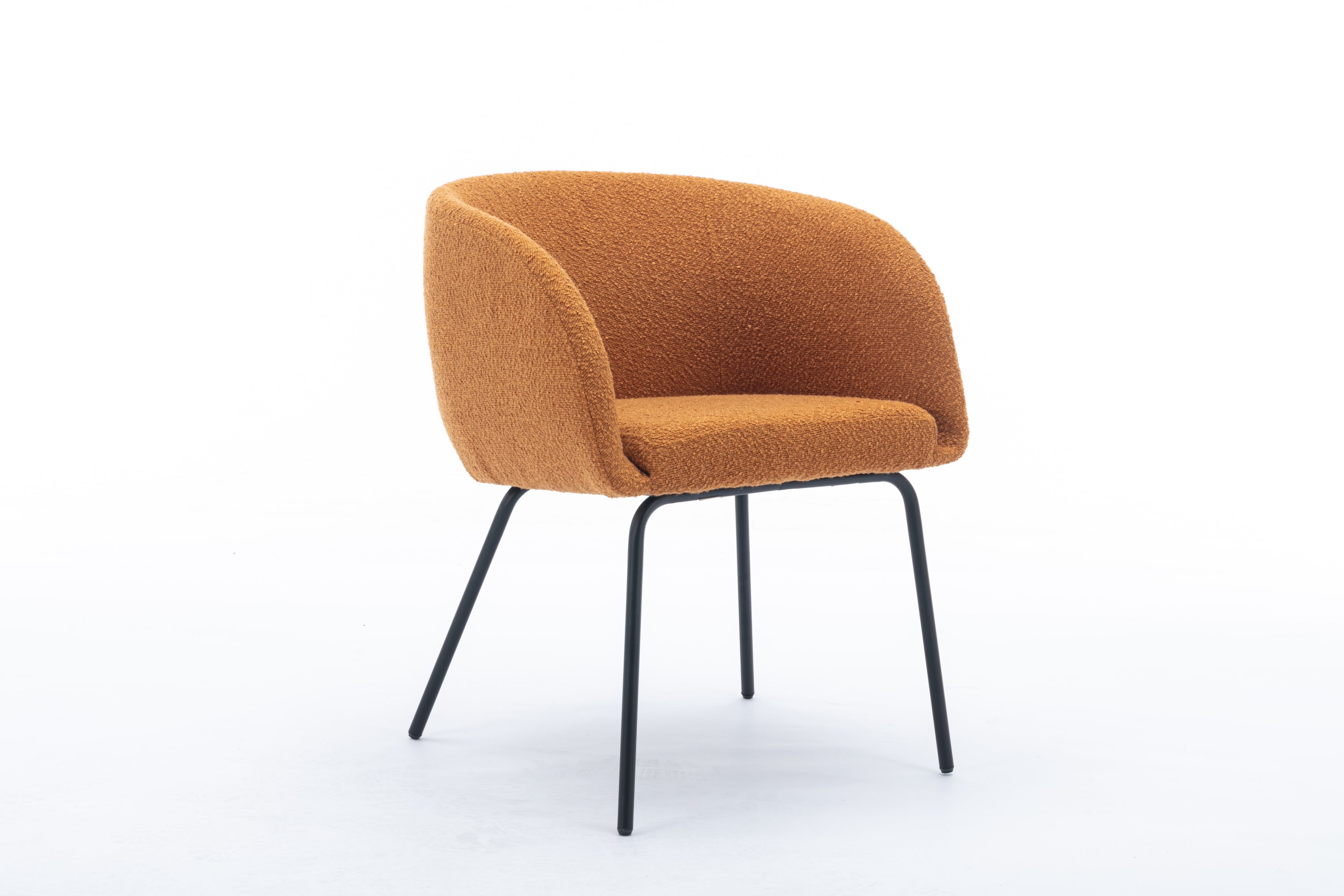 Boucle Fabric Dining Chair with Black Metal Legs - Set of 1 - Modern Upholstered Side Chair for Kitchen, Dining Room & Office