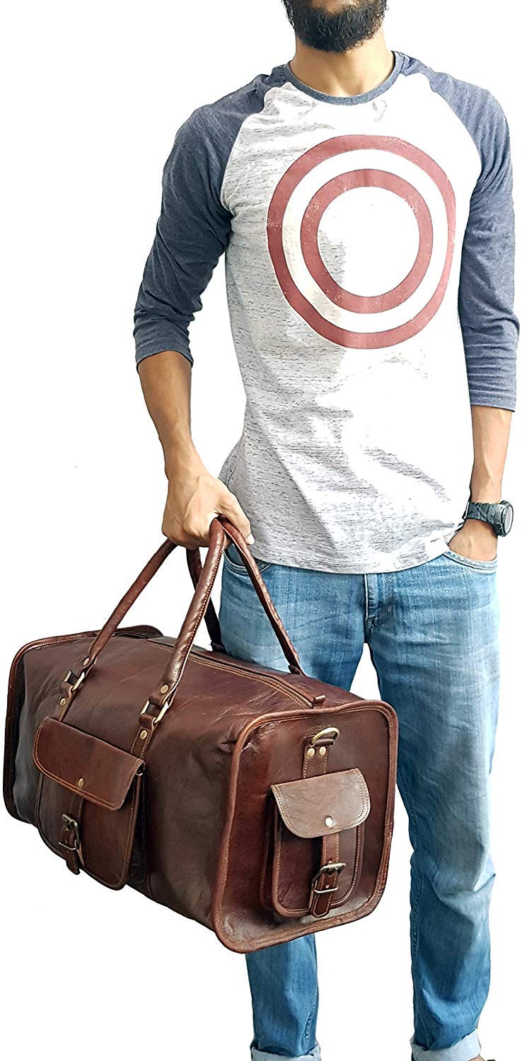 Premium Leather Duffle Bag for Travel & Gym - Waterproof Carry-On Luggage, Overnight Weekender Bag - Perfect for Business Trips, Workouts & Weekend Getaways