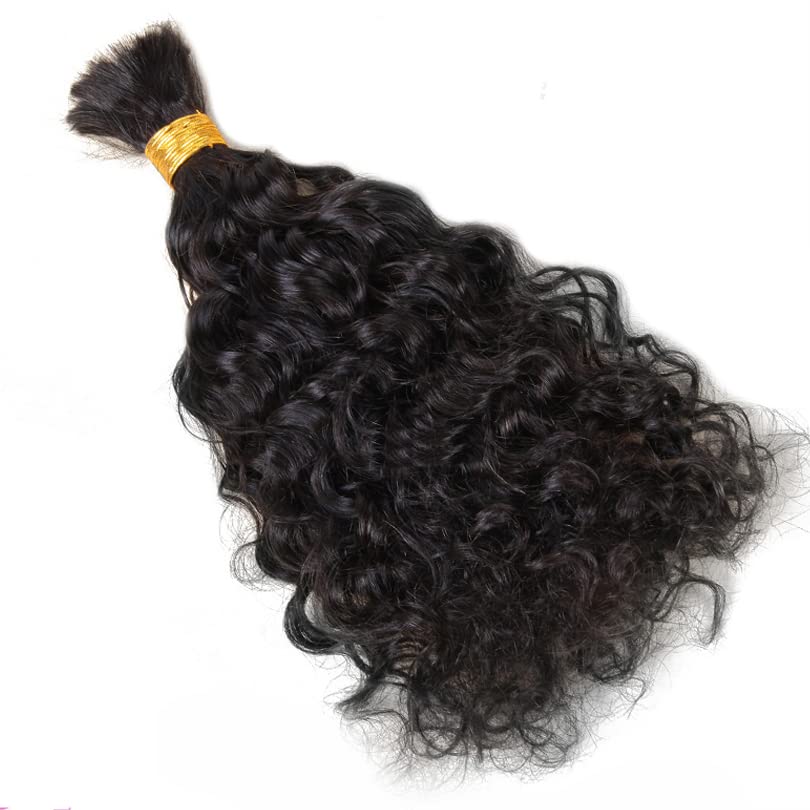 Brazilian Virgin Human Hair Extensions 20 Inch Wet and Wavy Curly Bulk Hair 100g (Color #4) - Perfect for Braiding, Weaving, and Natural Hairstyles