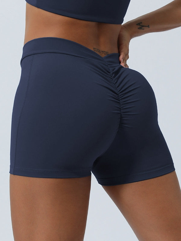 ZASUWA Women's V-Shape Waist Scrunch Booty Shorts - High Waist Spandex Gym Shorts for Workout, Yoga & Running - Butt Lifting Leggings for Women