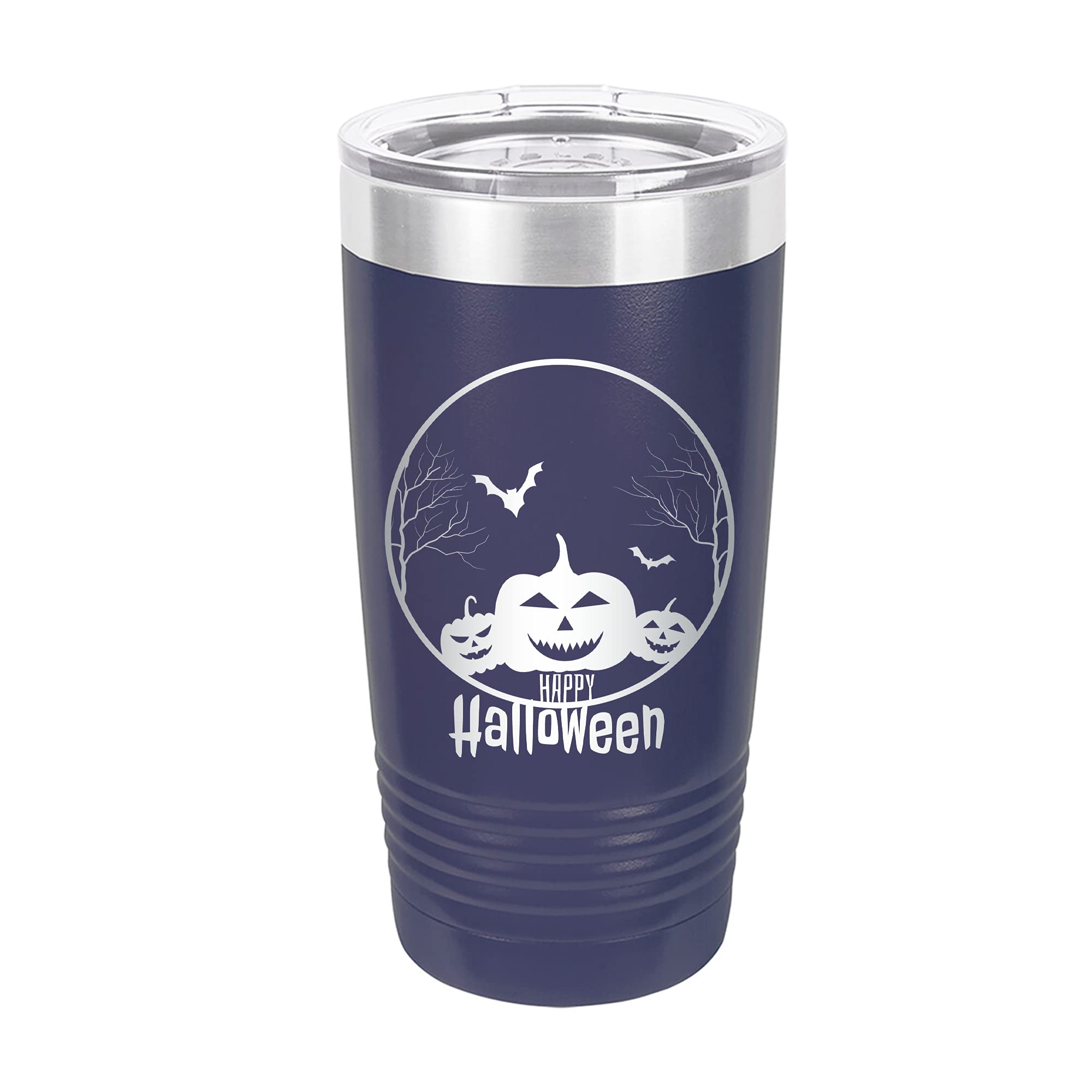Scary Pumpkin Halloween Tumbler - Personalized Insulated Travel Mug & Thermos Cup | Customizable Halloween Gift with Straw | Perfect for Halloween Parties, Office Use & Outdoor Activities