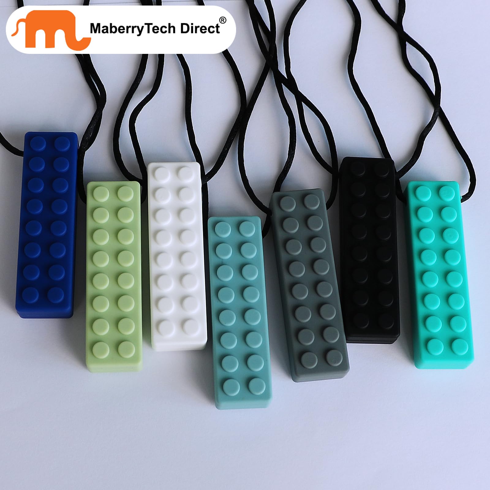 7 Pack Silicone Chew Necklaces for Kids & Adults - Sensory Toys for Autism, ADHD, Anxiety Relief - BPA-Free Chewable Necklace for Biting, Fidgeting & Stress Relief - Perfect for School, Travel & Sensory Therapy