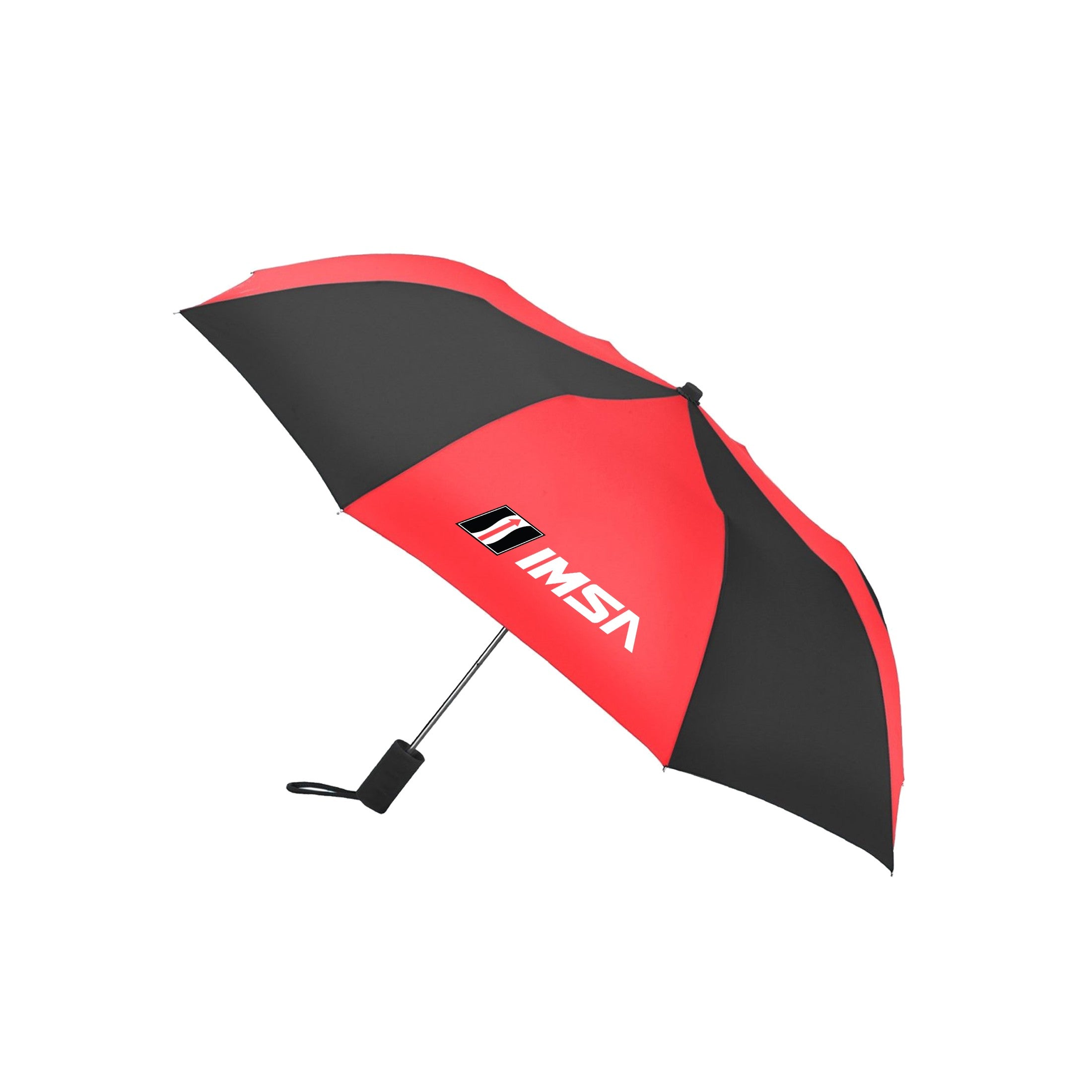 IMSA Collapsible Umbrella - Windproof Compact Travel Umbrella with Auto Open/Close, Red and Black - Perfect for Rainy Days, Commuting, and Outdoor Activities