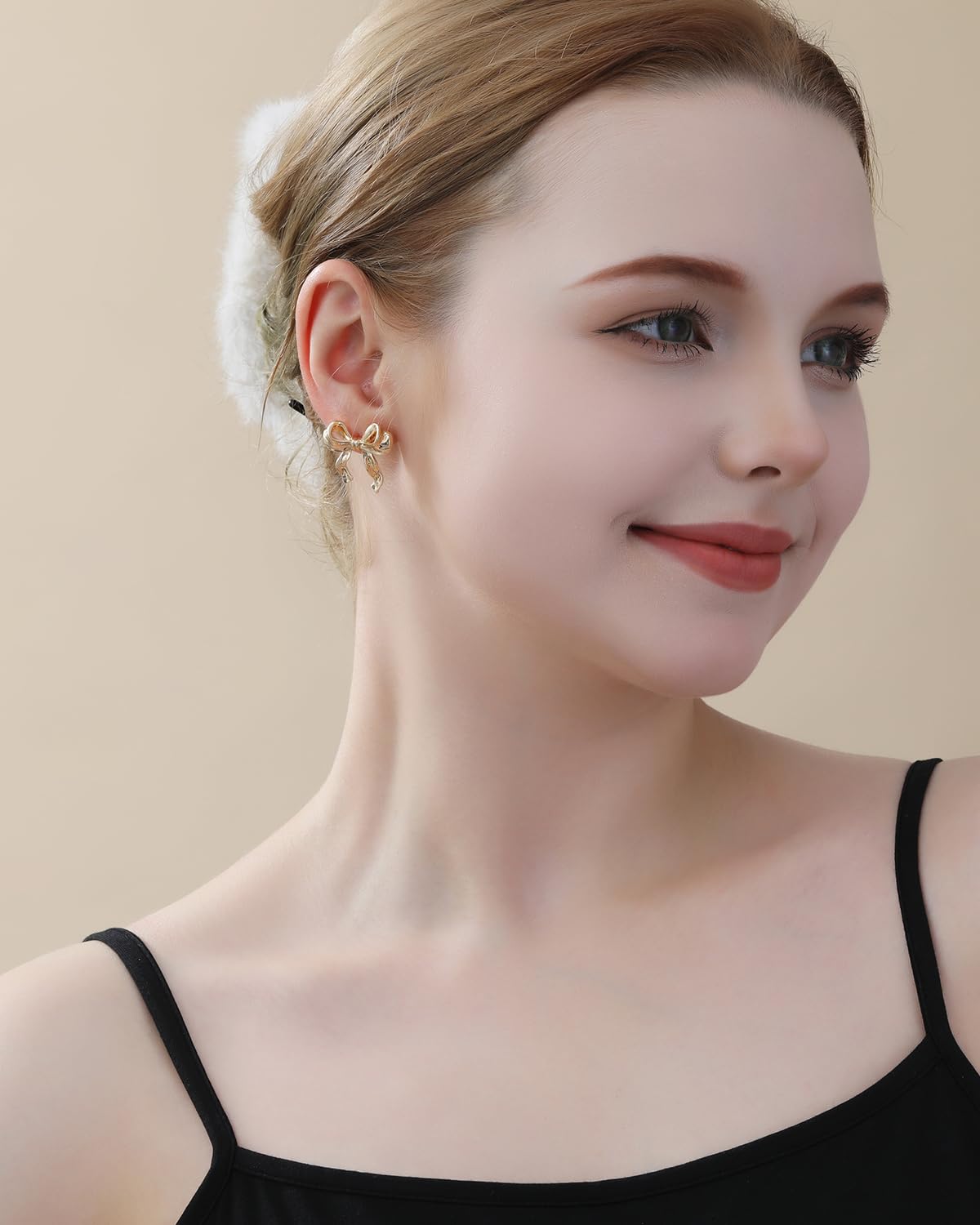 Elegant Gold Bow Earrings for Women & Girls - Trendy Ribbon Stud Jewelry for Christmas Gifts, Party, Wedding & Everyday Wear