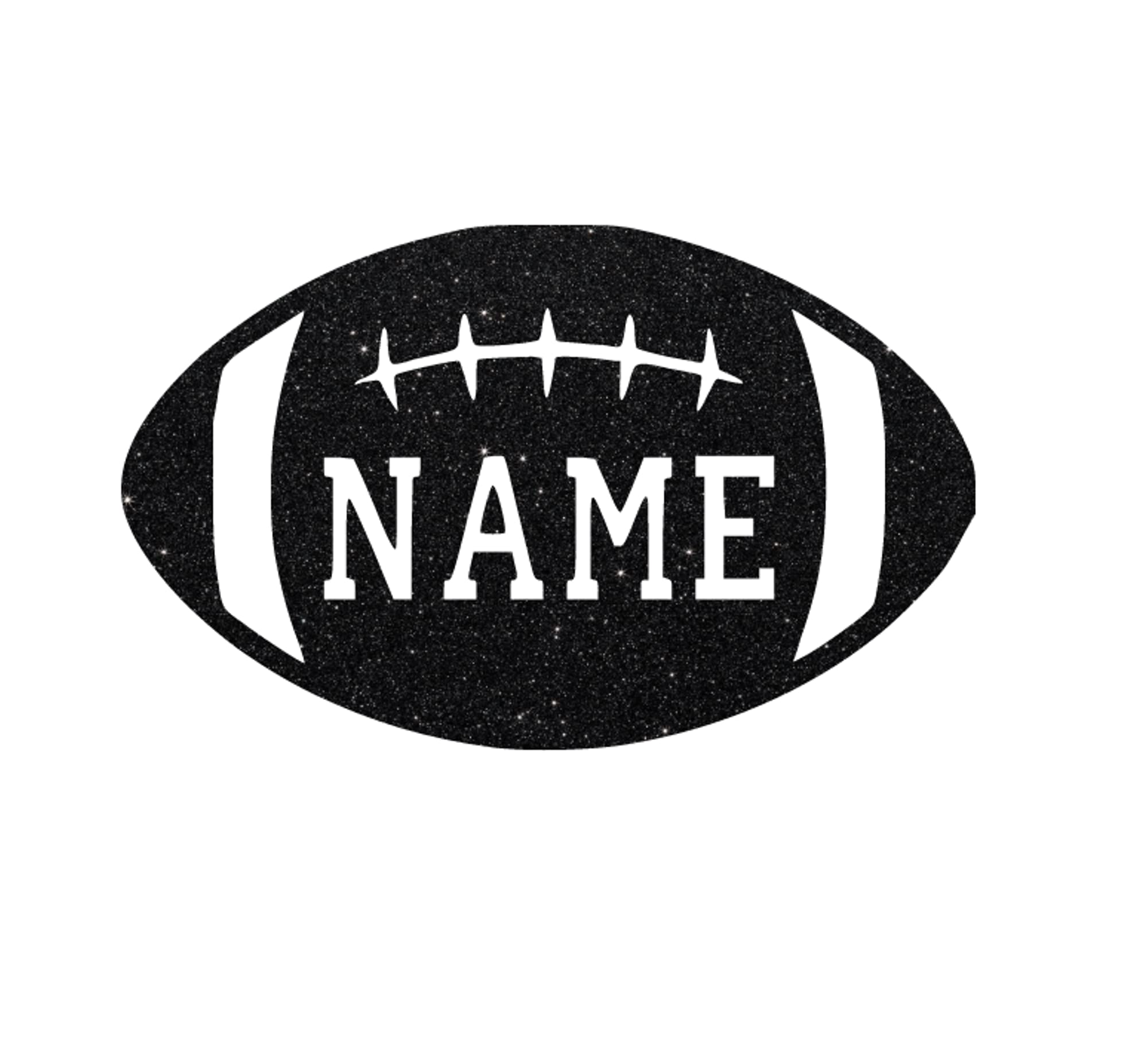 Custom Football Iron On Decal - Personalized HTV Vinyl Transfer for Hoodies & T-Shirts - Ready to Press DIY Sports Apparel - Choose Size & Color (Black Glitter) - Perfect for Game Day Outfits, Team Spirit Wear & DIY Craft Projects