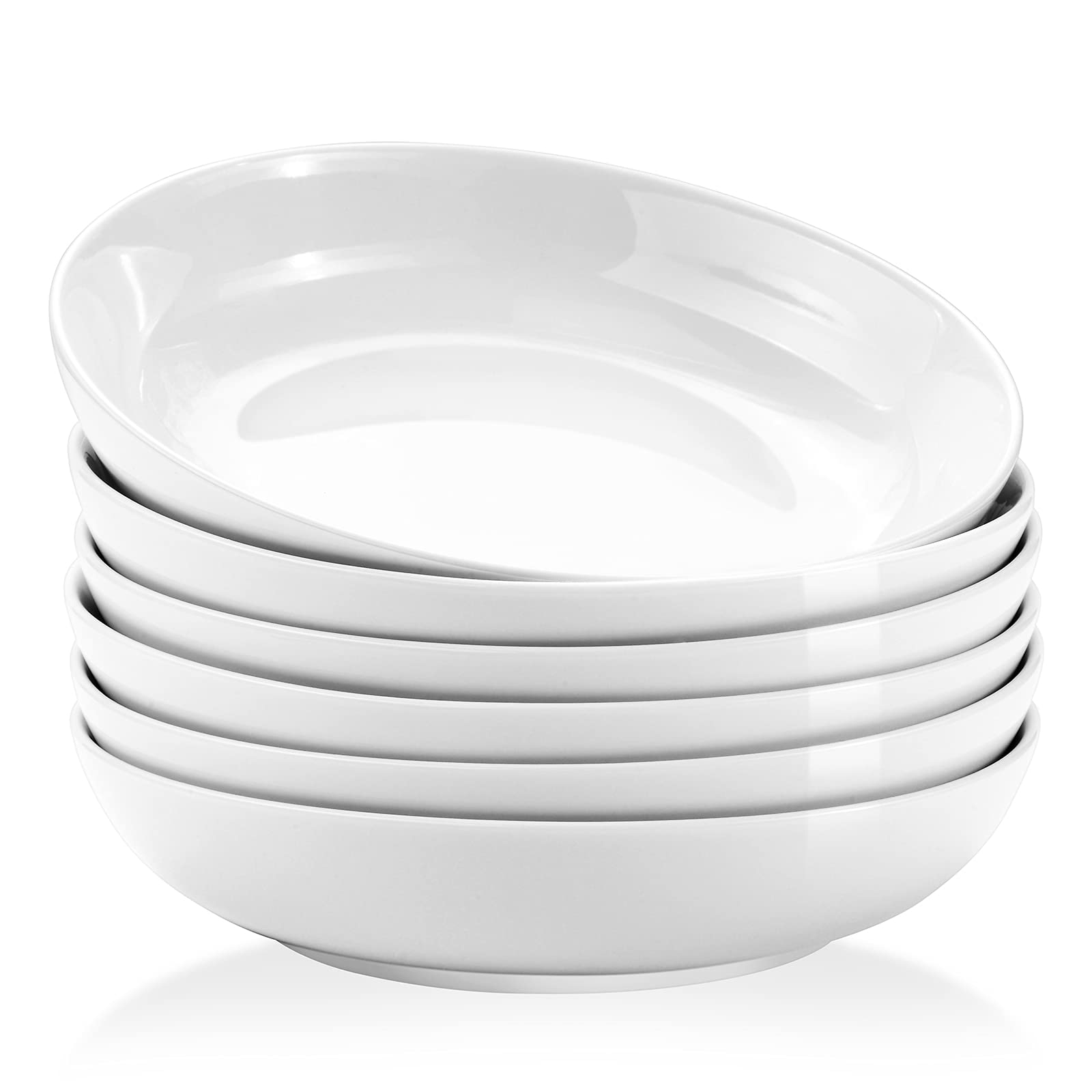 Yedio 22oz Porcelain Salad Bowls Set of 6 - Microwave & Dishwasher Safe White Pasta Bowls for Kitchen - Perfect for Salads, Pasta, Soups & Entertaining