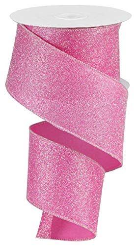 Iridescent Glitter Wired Edge Ribbon - 2.5 Inch x 10 Yards, Pink - Perfect for Gift Wrapping, DIY Crafts, Party Decorations & Scrapbooking