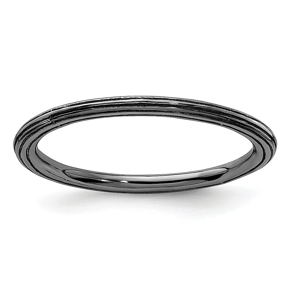 925 Sterling Silver Stackable Ring for Women - Elegant Black Plated Jewelry Gift for Her - Perfect for Layering & Daily Wear