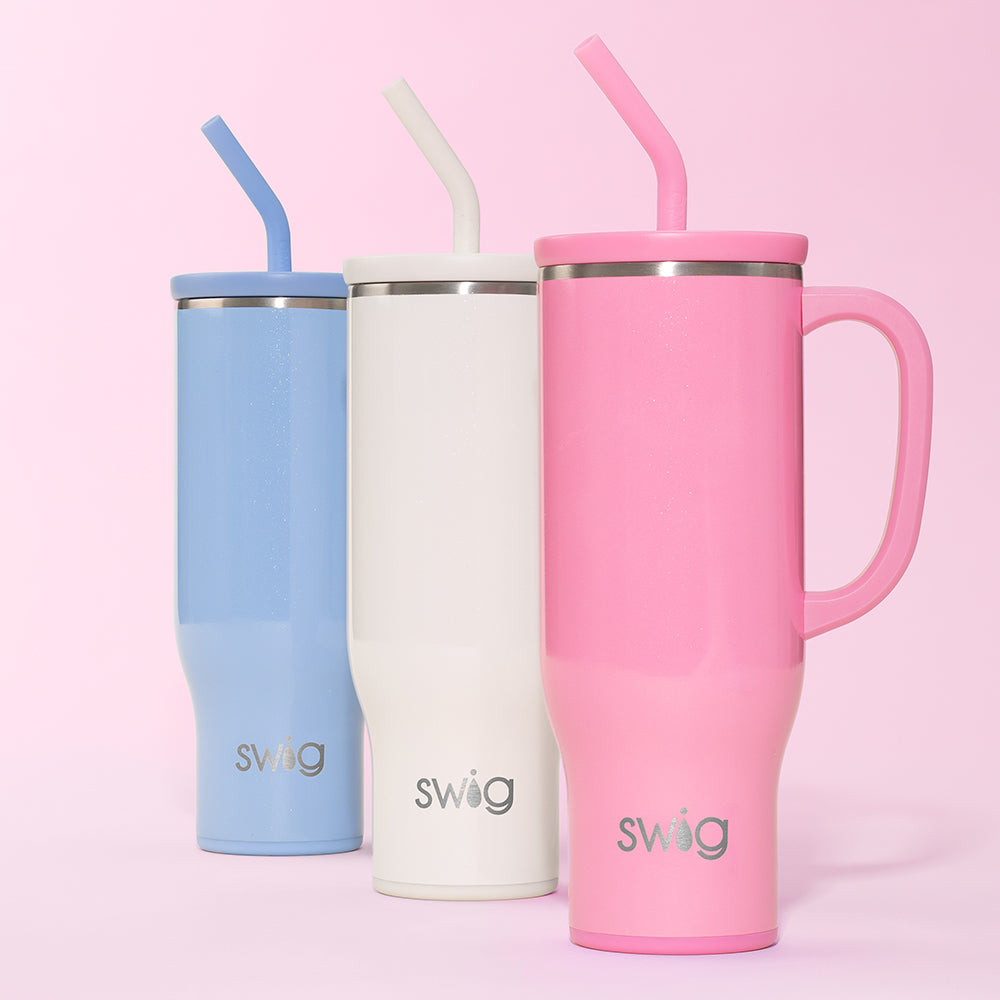 Shimmer Bubblegum Mega Mug 30oz - Large Insulated Tumbler with Lid & Straw - Perfect for Coffee, Tea, Cold Drinks - Great for Office, Home, Travel & Outdoor Use