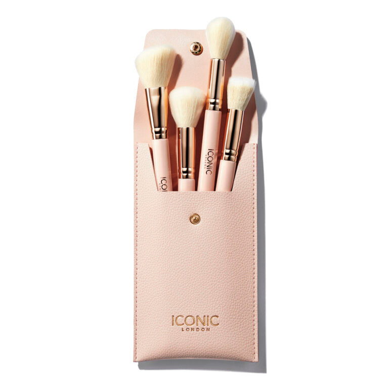 Premium Handbag Glam Face Brush Set - 5-Piece Travel Makeup Brush Kit for On-The-Go Beauty | Perfect for Touch-Ups, Travel & Everyday Makeup Application