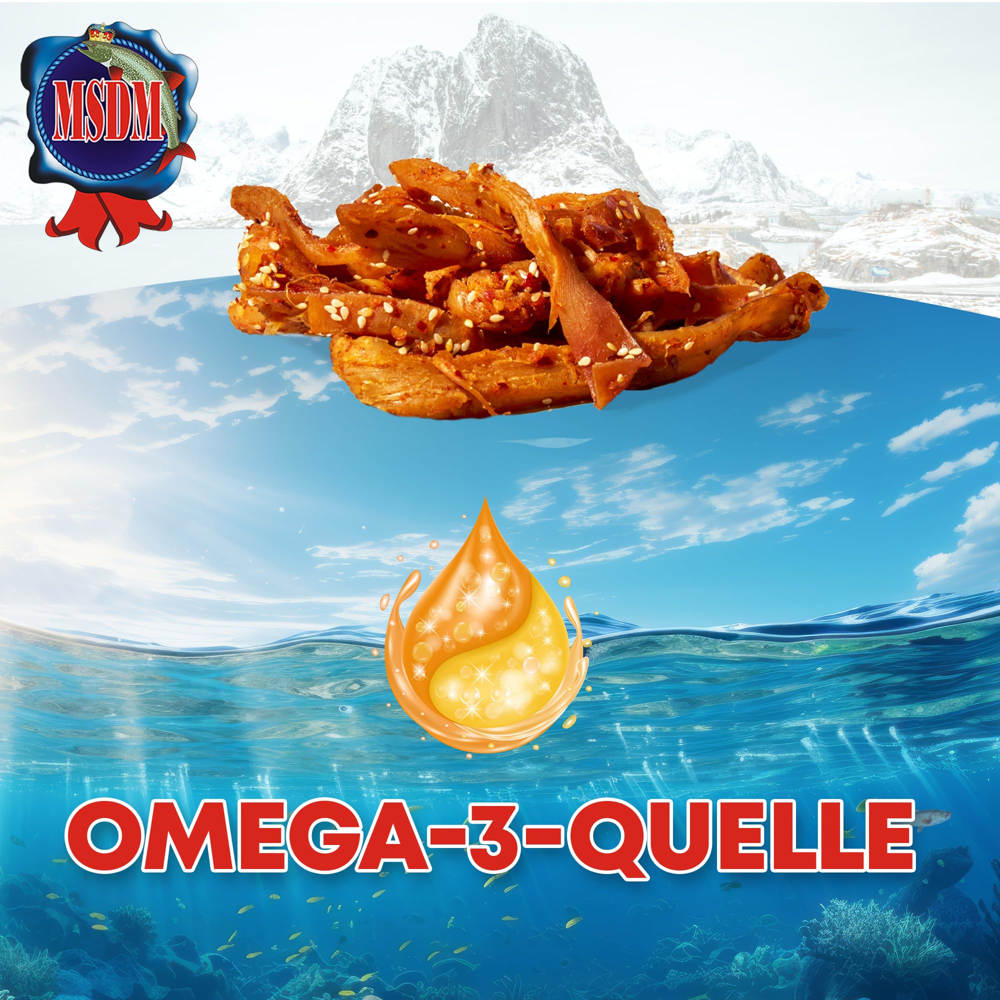 1kg Dried Squid Sesame Snack - High Protein Fish Jerky, Omega 3 Rich | Keto, Paleo & Low Carb Friendly | Perfect for Salads, Trail Mix & Healthy On-the-Go Snacking