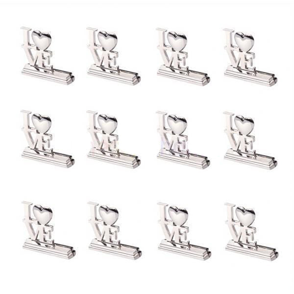 100-Pack Silver LOVE Letter Wedding Name Card Place Stands - Bulk Set for Wedding, Anniversary & Engagement Parties - Perfect for Table Seating, Reception Decor, and Bridal Shower Events