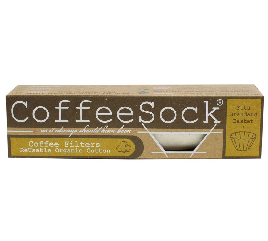Organic Cotton CoffeeSock Basket Filters - Pack of 2 | Reusable & Eco-Friendly Coffee Filters for Pour Over, Drip, and Cold Brew | Perfect for Home, Office & Camping Use