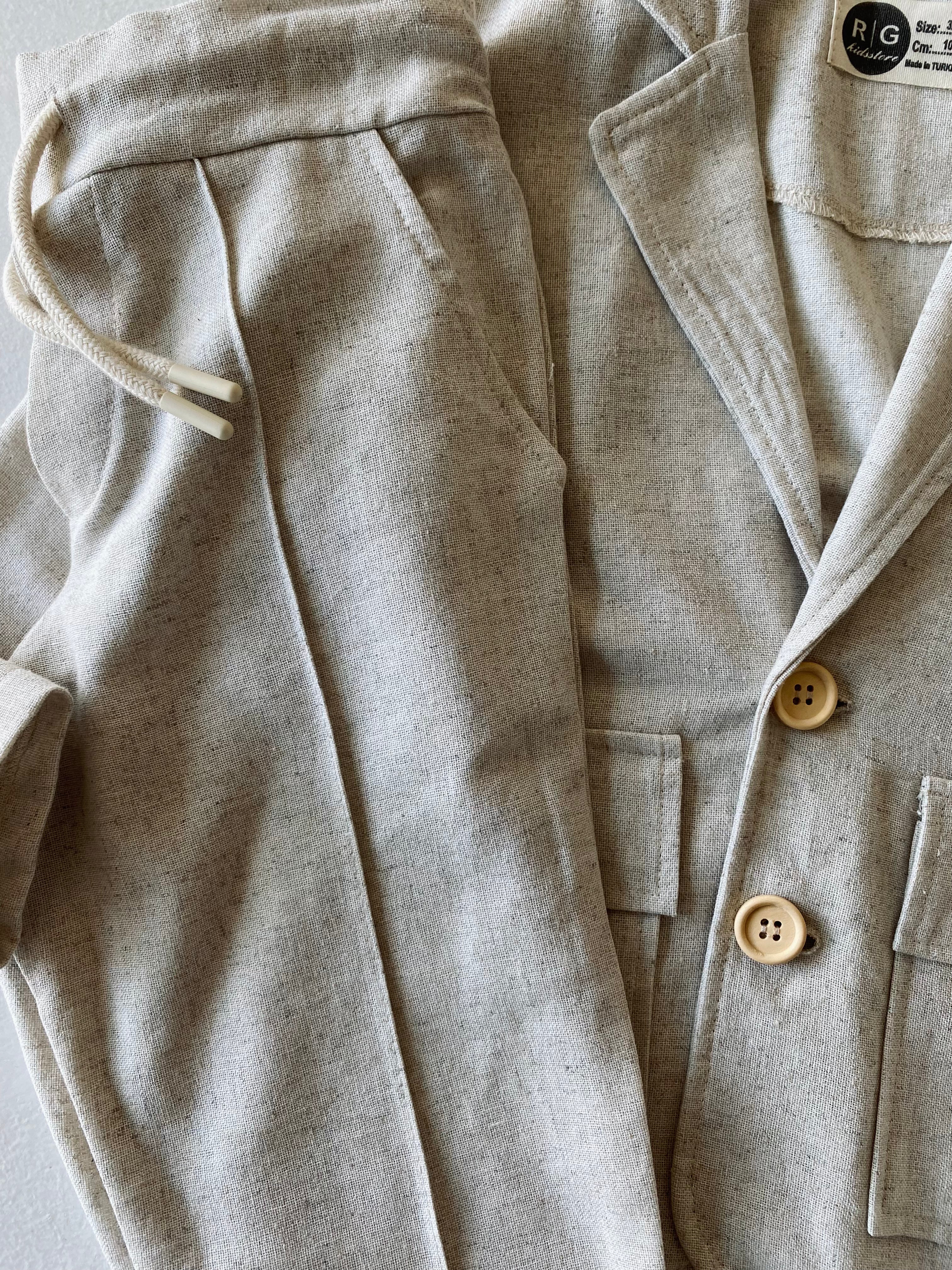 Natural Linen Kids Suit Set - Comfortable & Breathable Outfit for Boys & Girls - Perfect for Summer, Parties, and Special Occasions