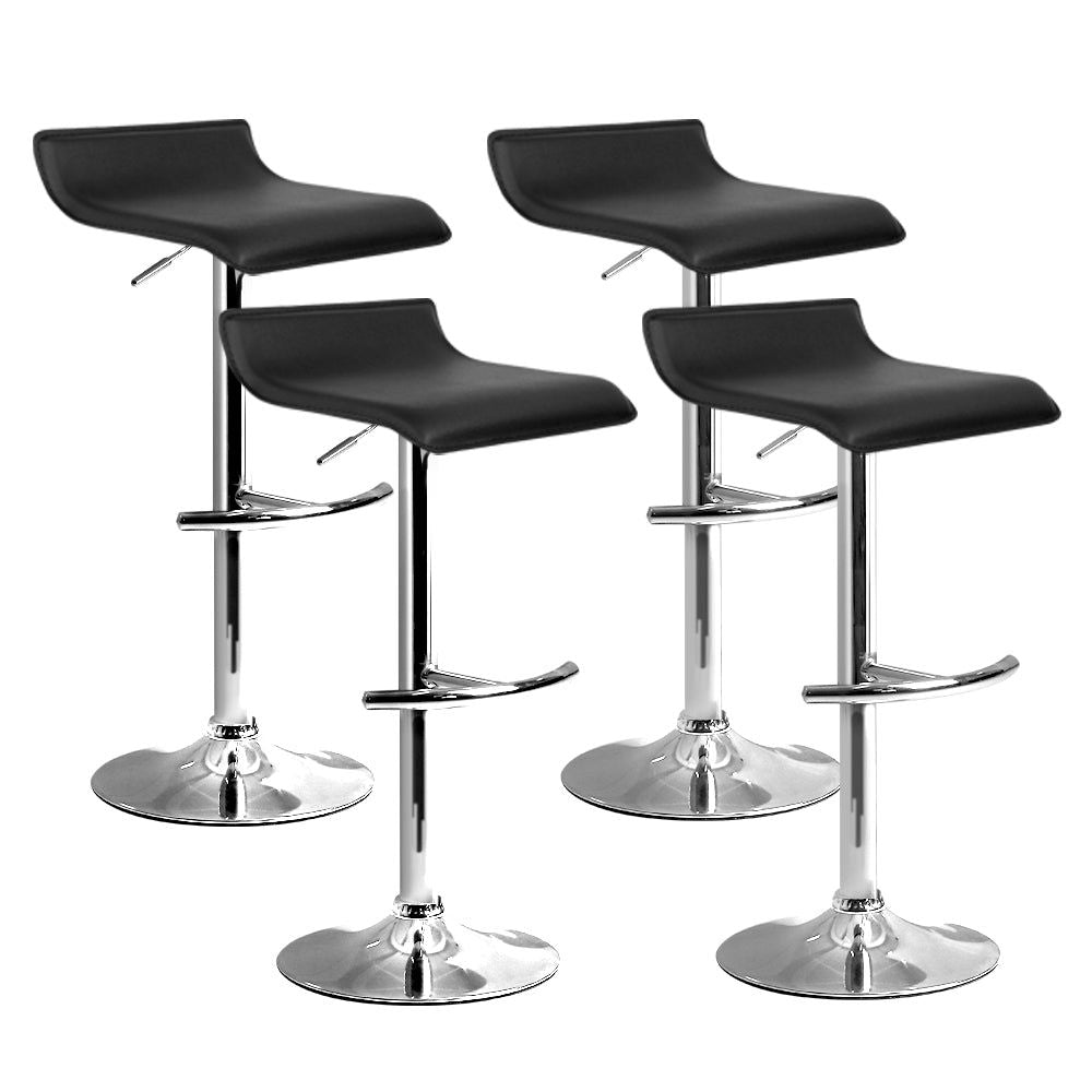 Adjustable Height 4-Piece Bar Stool Set with Gas Lift Mechanism - Black Counter Stools for Kitchen Island, Dining Room & Home Bar