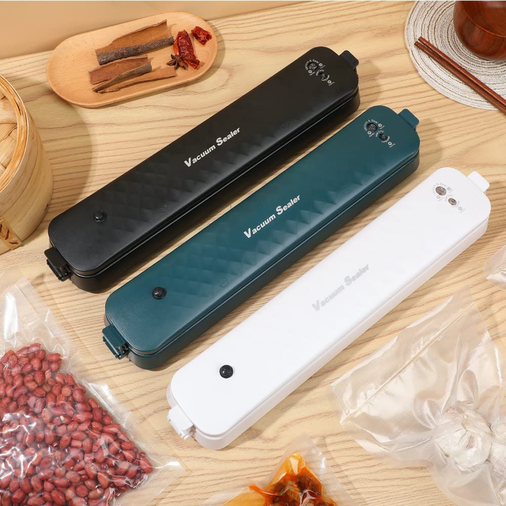 Automatic Vacuum Sealer Machine for Food Preservation - Dual Mode (Seal & Vacuum) | Works with Dry/Wet/Soft/Powder Foods | One-Touch Operation with Lock Fresh Technology | Includes Universal Vacuum Bags (Green) | Perfect for Meal Prep, Sous Vide & Long-Term Food Storage