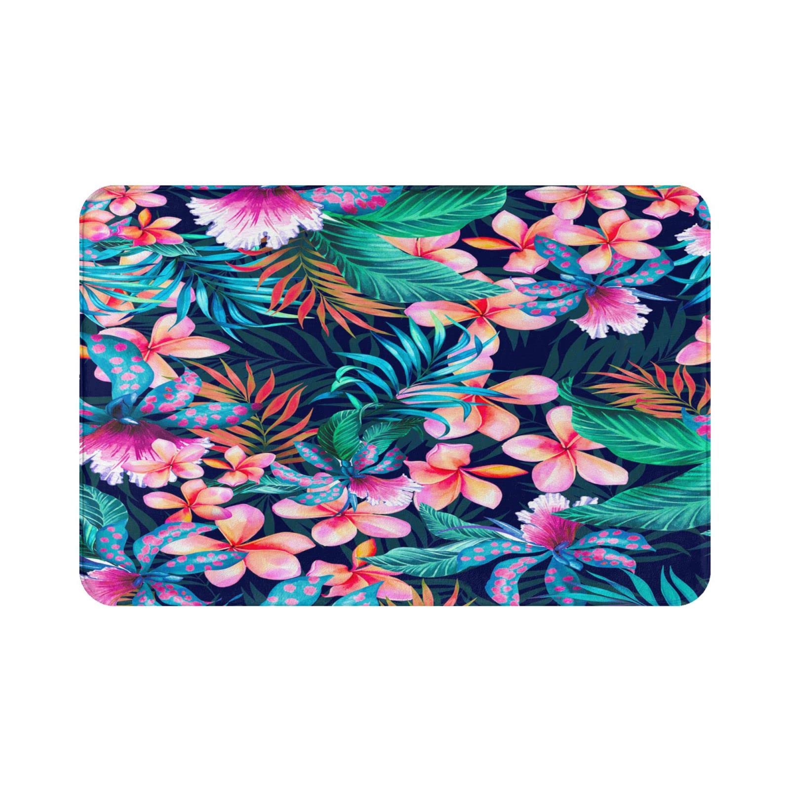 Tropical Floral Leaves Area Rug - Non-Slip Indoor Outdoor Carpet for Living Room, Bedroom, Bath Mat, Doormat - Home Decor Floor Mat Perfect for Patio, Entryway & High Traffic Areas
