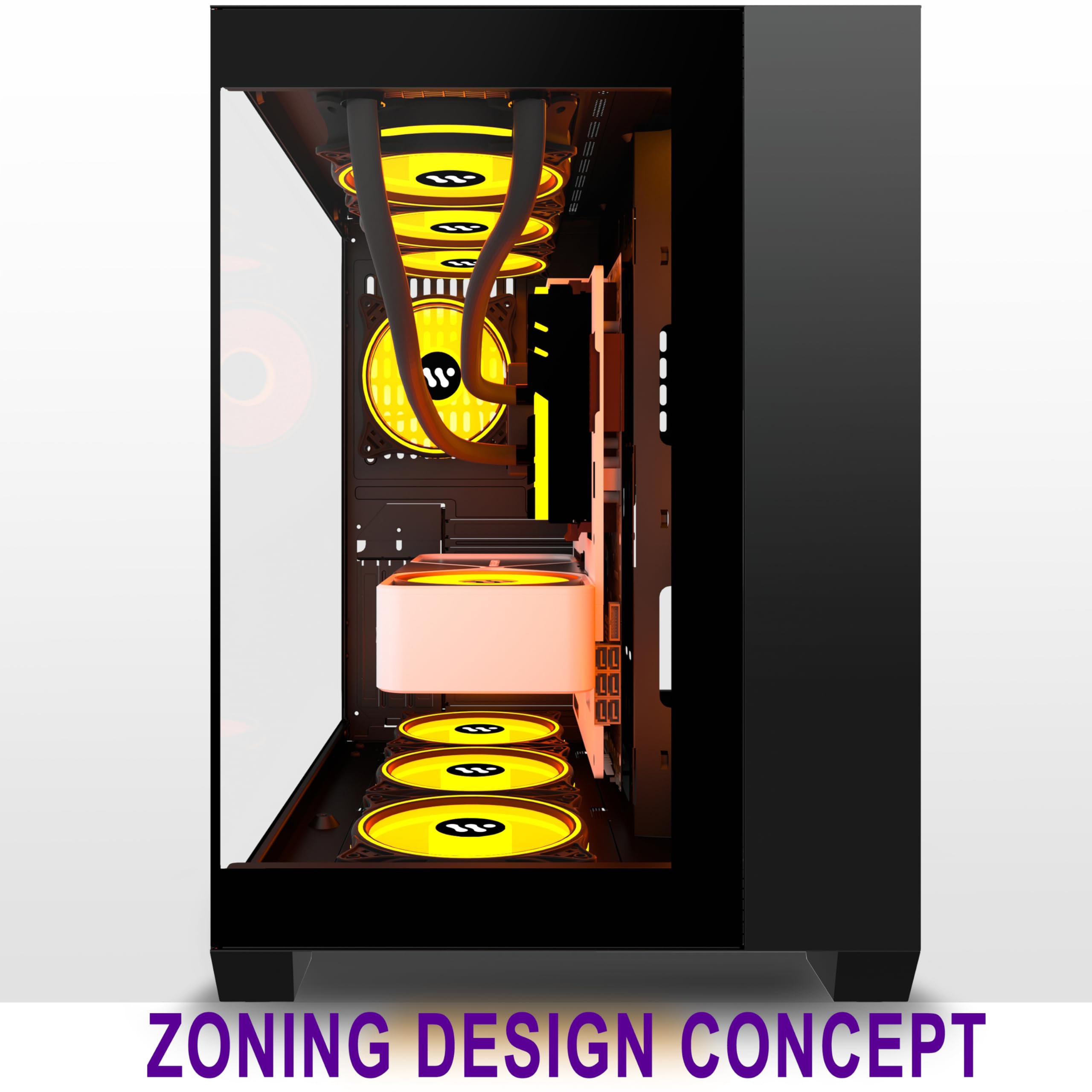 AMANSON ATX Mid Tower PC Gaming Case - Tempered Glass Side Panel, High Airflow Design, Tool-Free Installation (Black, H03 Model) - Perfect for Gaming Rigs, Workstations & Home Office Setups