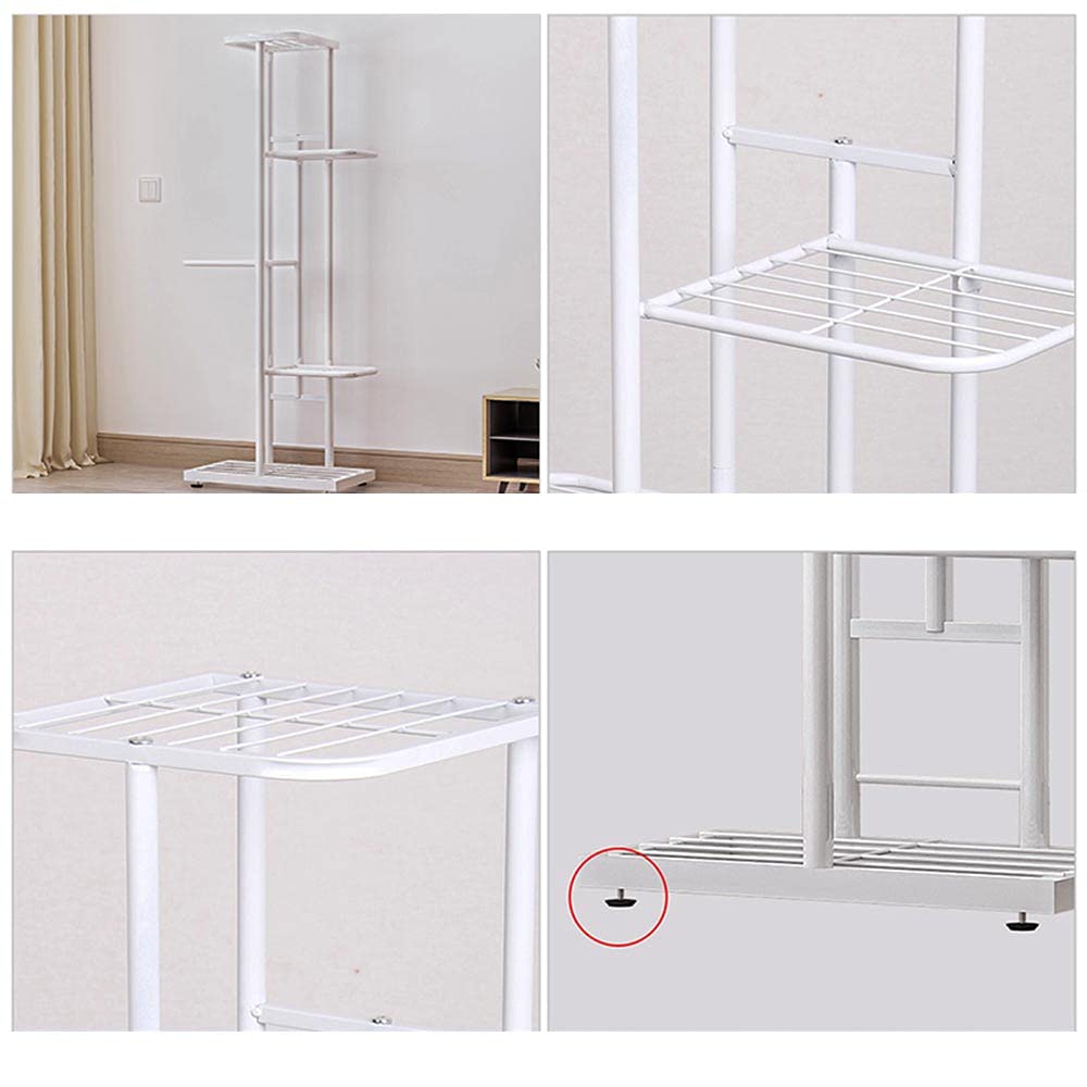 5 Tier Metal Plant Stand for Indoor & Outdoor Use - Sturdy Flower Pot Display Shelf for Plants, Herbs & Succulents - Perfect for Balcony, Garden, Patio & Home Decor (White)