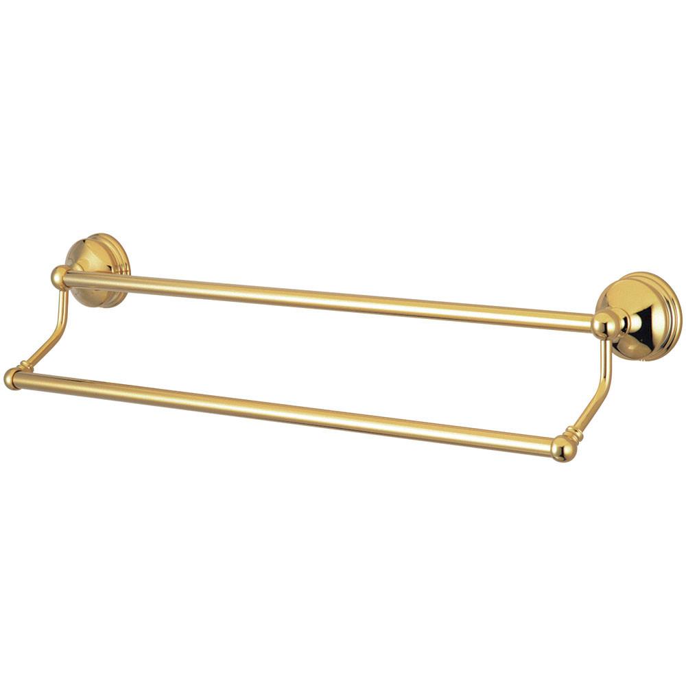 Polished Brass 24-Inch Double Towel Bar - Bathroom Towel Rack Holder for Hand & Bath Towels (BA1163PB) - Perfect for Modern Bathrooms & Spa-Like Showers