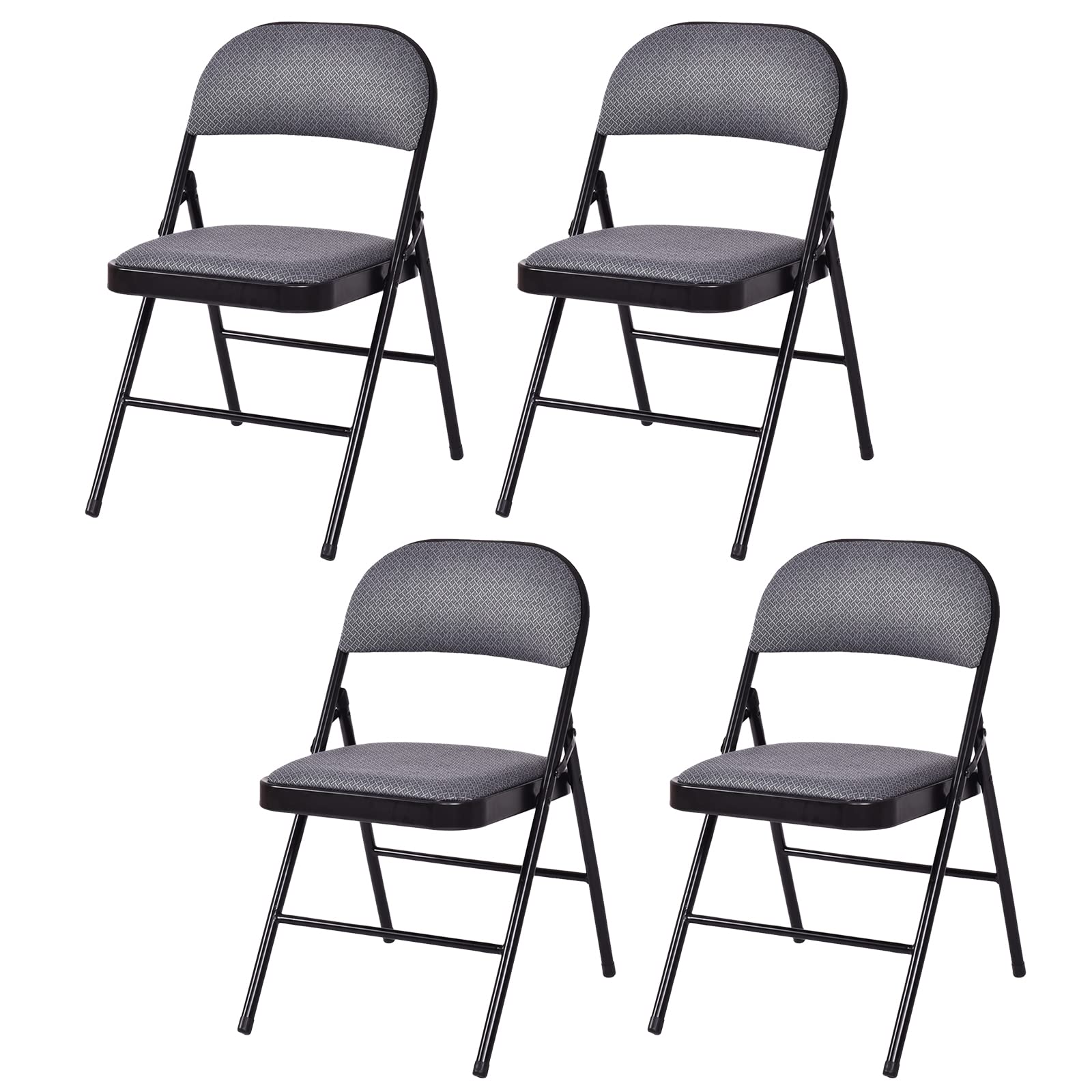 ARLIME 4-Pack Folding Chairs with Padded Seat & Back - Portable Metal Frame Chairs for Home, Office, Camping, Picnics & Outdoor Events - Set of 4 Comfortable Upholstered Chairs