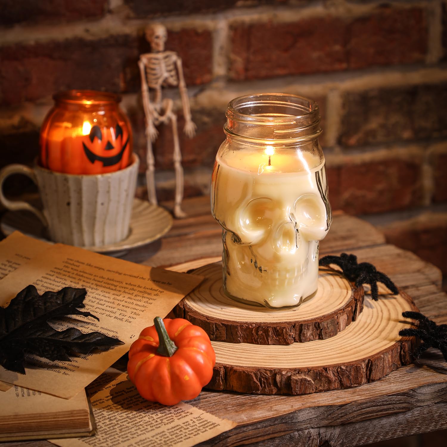 Gothic Skull Candle - Large White Halloween Decorative Candle for Home, Table, Bar & Indoor Decor | Perfect for Halloween Party, Gothic Room Decor & Spooky Atmosphere