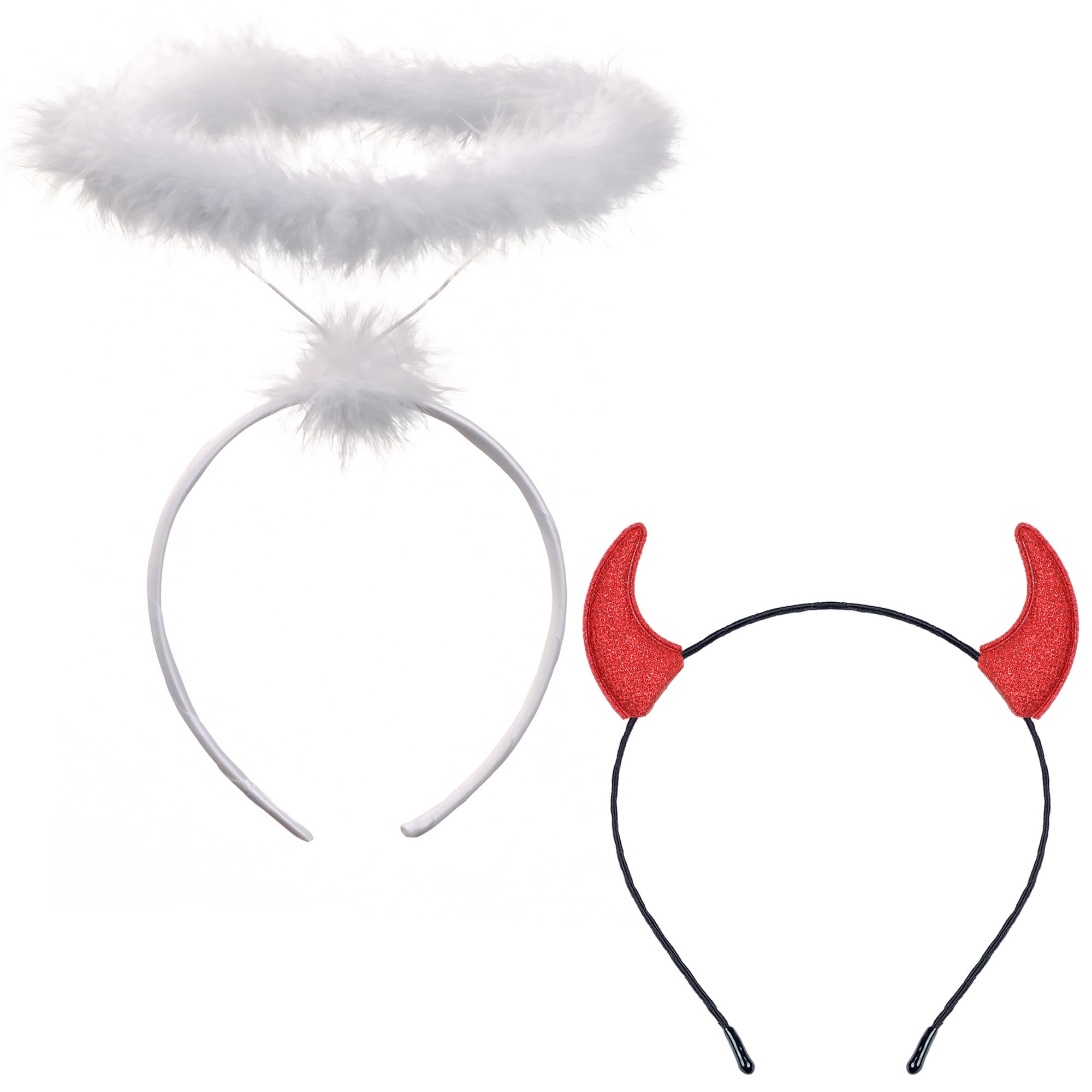 Cheerin Angel Halo & Devil Horns Headband - White & Red Costume Accessories for Halloween, Cosplay, Parties & Festivals