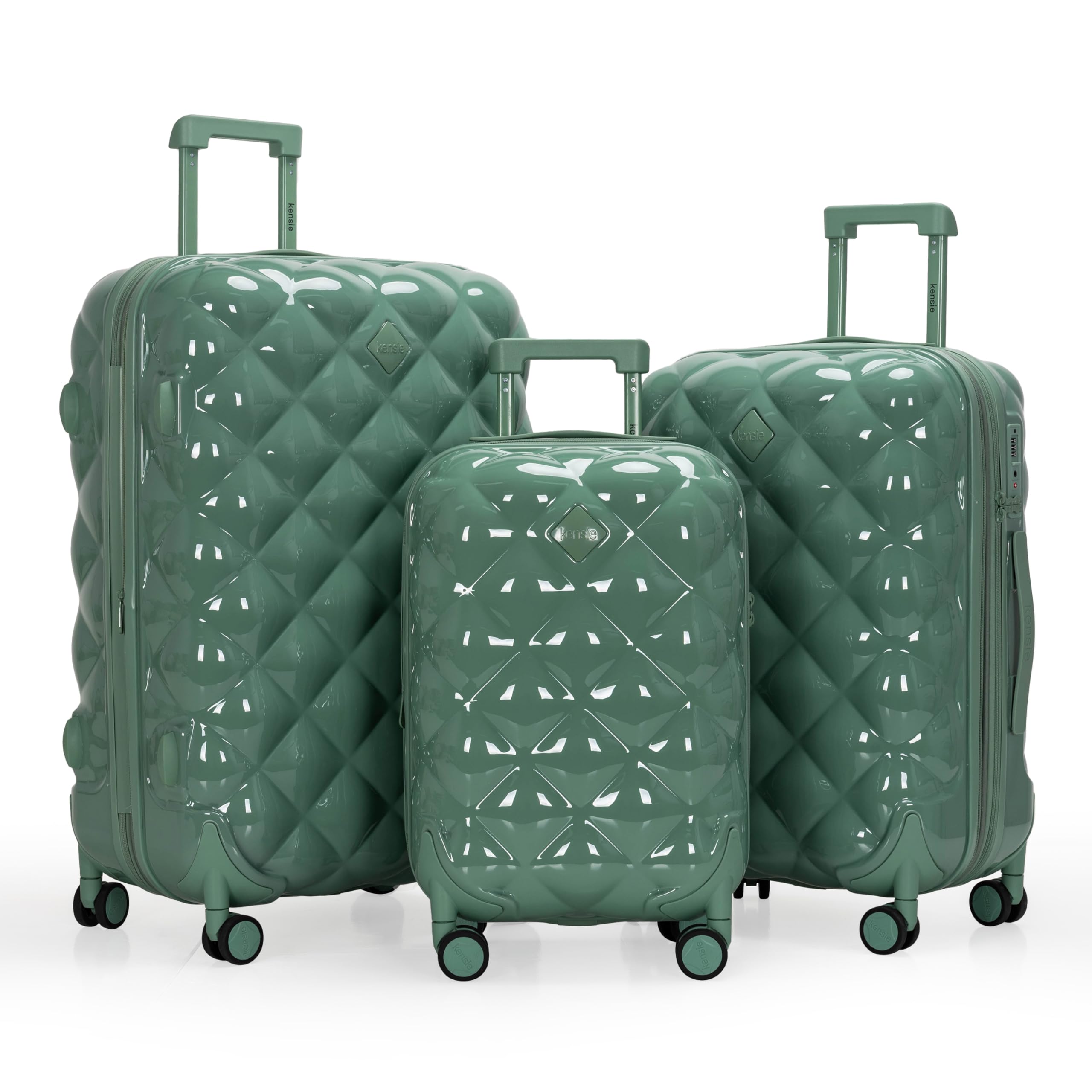 Travelers Club Women's 3-Piece Luggage Set in Basil Green - Lightweight Spinner Suitcase for Air Travel, Weekend Getaways & Business Trips