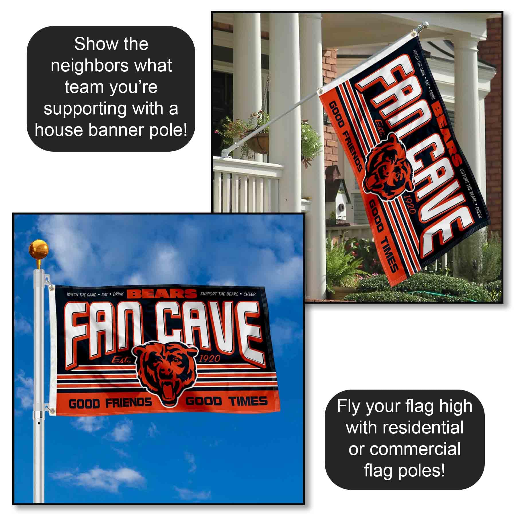 Chicago Bears Fan Man Cave Banner Flag - Officially Licensed NFL Team Decor for Game Day, Tailgating & Sports Room - Perfect for Bears Fans & Football Enthusiasts