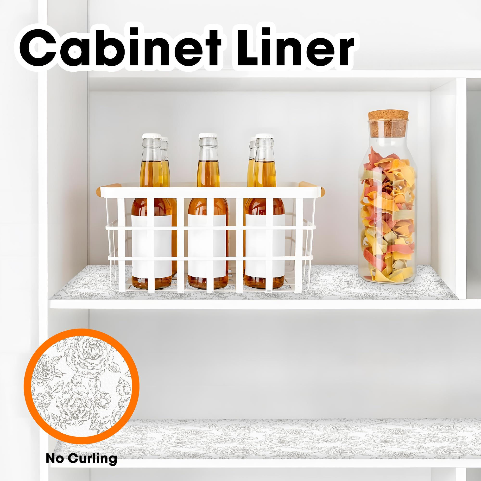 Non-Slip Drawer & Shelf Liner for Kitchen Cabinets - Waterproof, Easy Clean Non-Adhesive Grip Liner (12