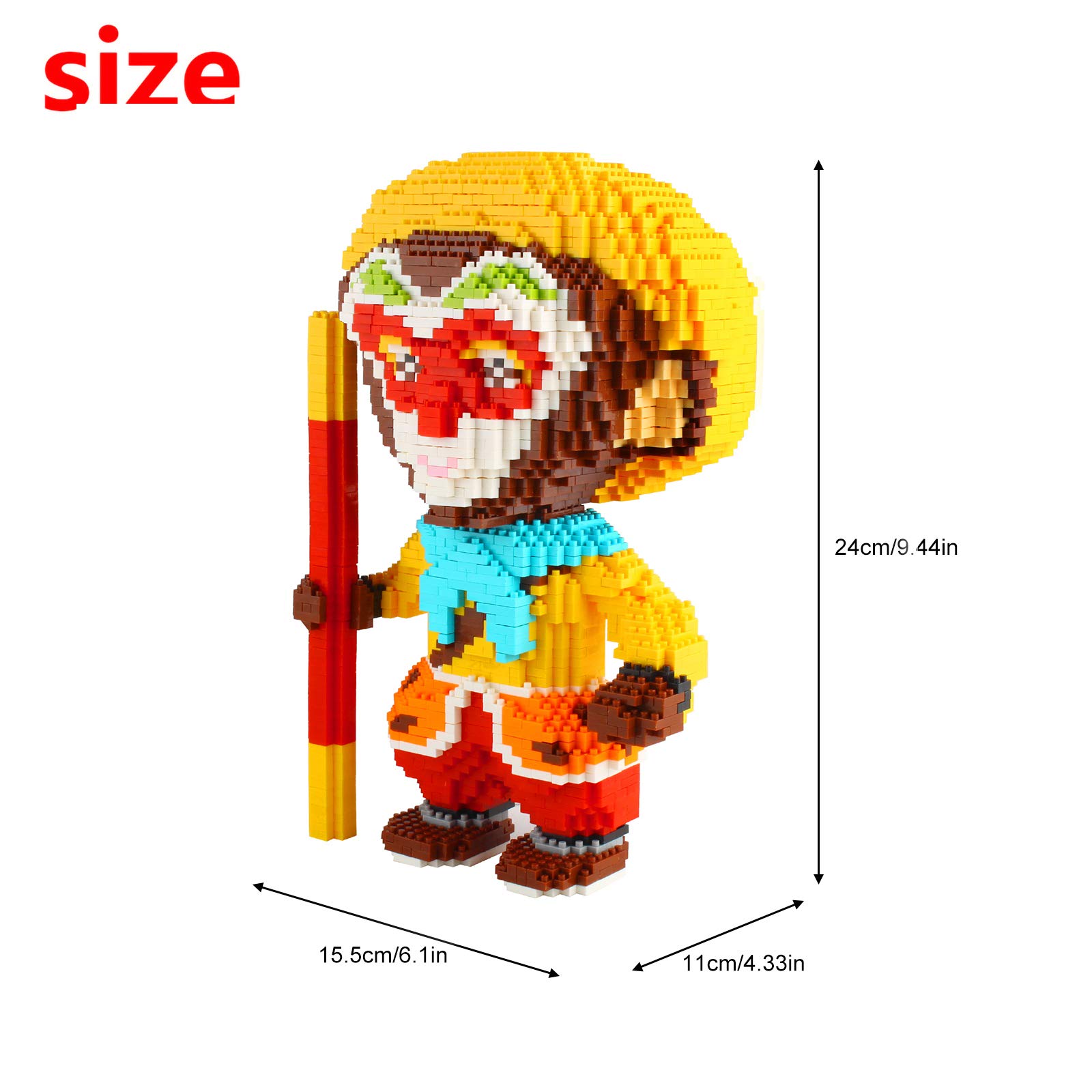 Larcele 3496-Piece Micro Building Blocks - Monkey King Mini Bricks Toy Set (Model KLJM-02/4748) | Creative STEM Educational Gift for Kids & Adults | Perfect for Home Decor, Office Display & Collectors