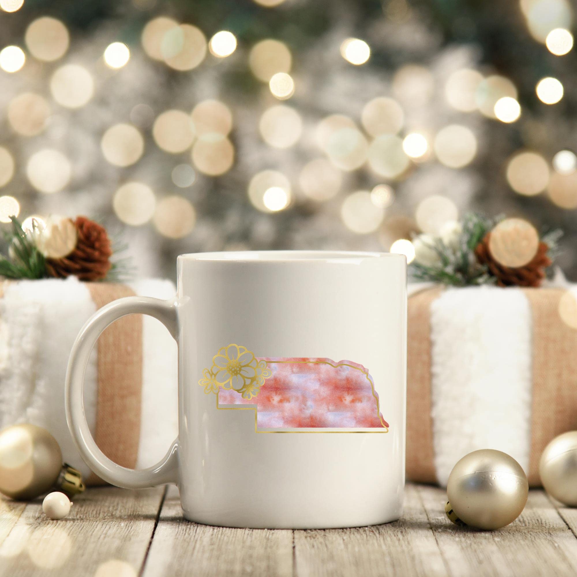 Uala Rogo Nebraska States Coffee Mug - 11oz Ceramic Travel Mug for Hot & Cold Drinks, Perfect Gift for Coffee Lovers, Office Use & Road Trips