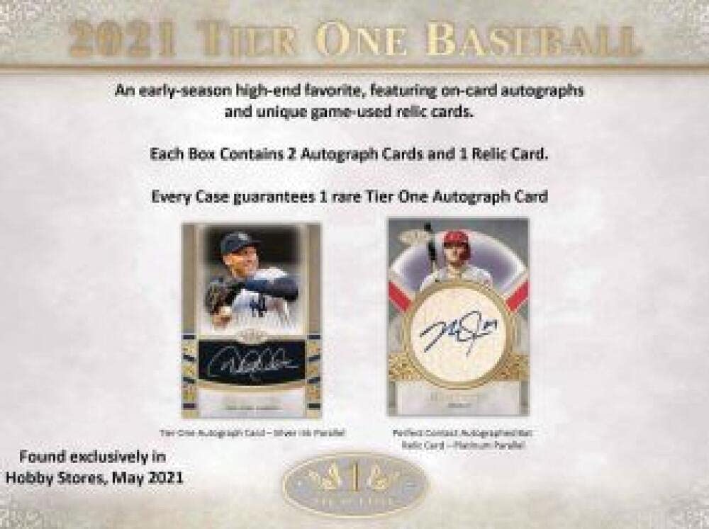 2021 Topps Tier One MLB Baseball HOBBY Box - 3 Cards per Box | Authentic Baseball Trading Cards for Collectors & Investors | Perfect for Sports Memorabilia Collections & Gift Giving