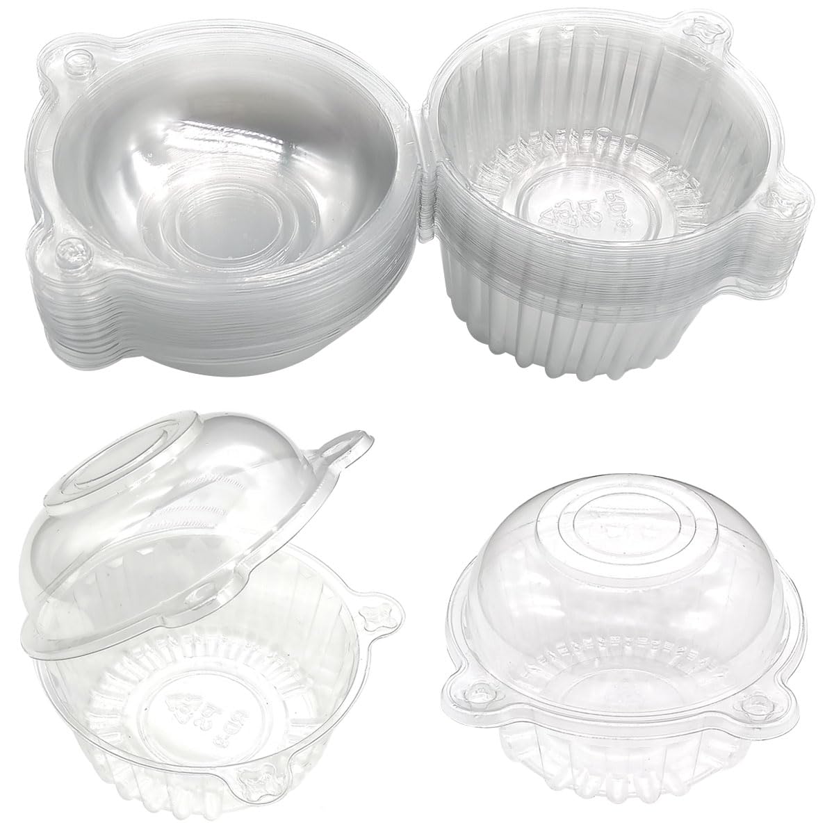 100-Pack Clear Plastic Cupcake Holder Cases - Single Individual Muffin & Cake Pod Containers for Baking, Parties & Dessert Display | Durable & Reusable Food Storage Boxes