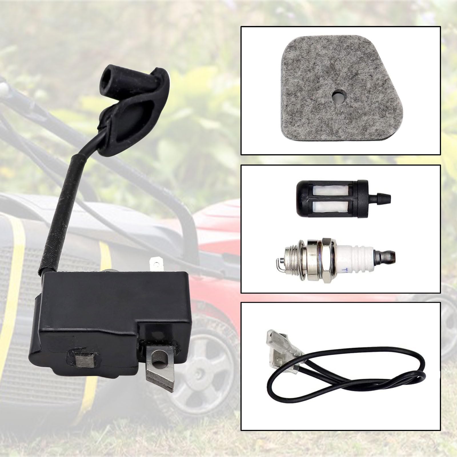 SecosAutoparts Ignition Coil Module & Magneto Air Filter Kit - Compatible with STIHL FS110R FS130R FS110 KM110R FC90 (Part# 41801302A MC4180B 4180-400-1308) - Perfect for Lawn Mower & Brush Cutter Maintenance & Repair