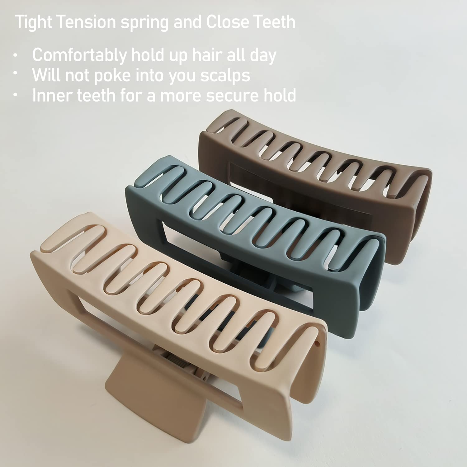 Large Square Hair Claw Clips 4 Inch - Matte Non-Slip Rectangle Jaw Clamps for Thick Hair - Women's Hair Accessories (3 Pack) - Perfect for Updos, Ponytails & Everyday Hairstyles