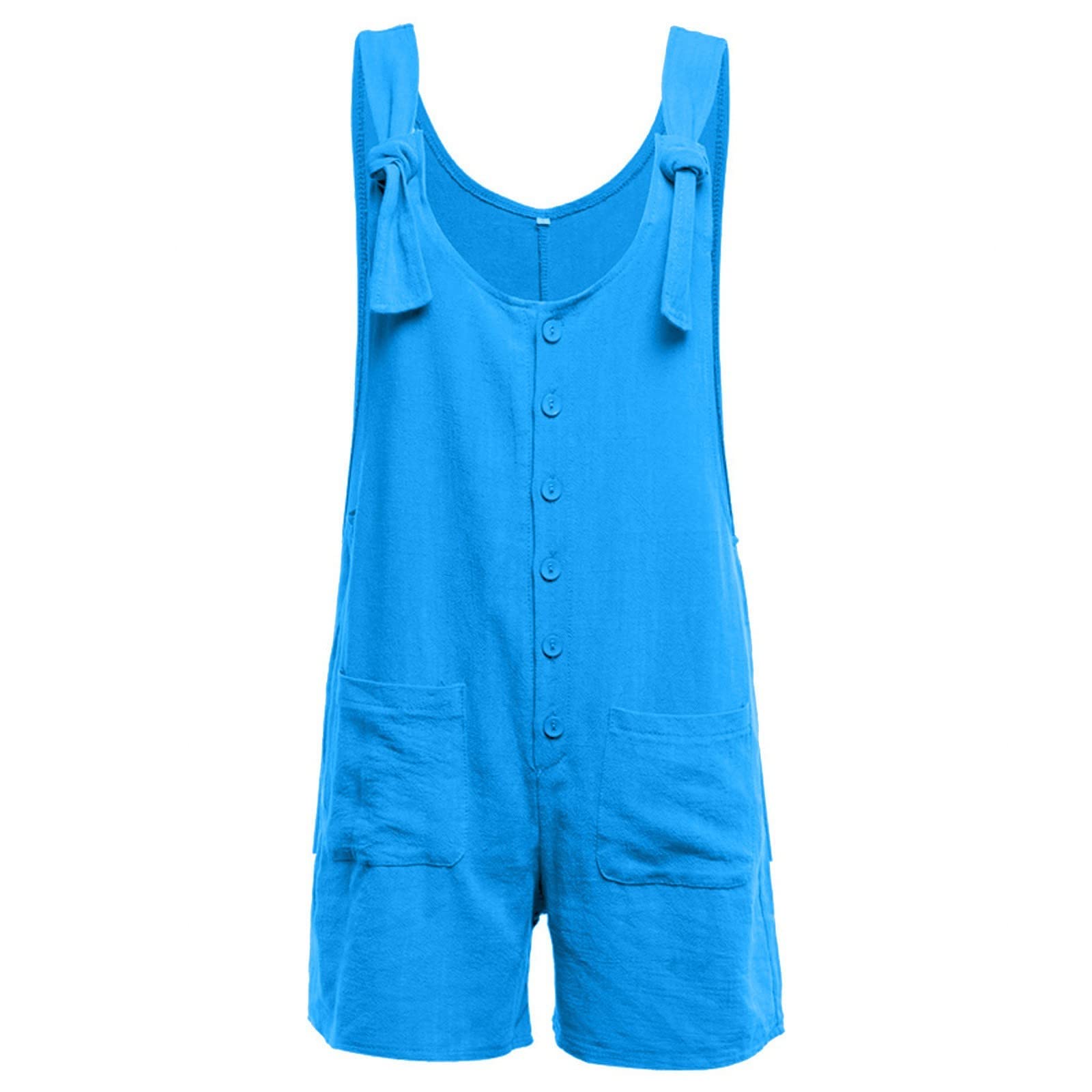 YUTANRAL Women's Summer Rompers - Casual One Piece Jumpsuit with Shorts | Blue Denim Overalls for Women | Lightweight & Comfortable Summer Outfit (Medium, AJ-Blue) | Perfect for Beach, Picnic, and Independence Day Celebrations